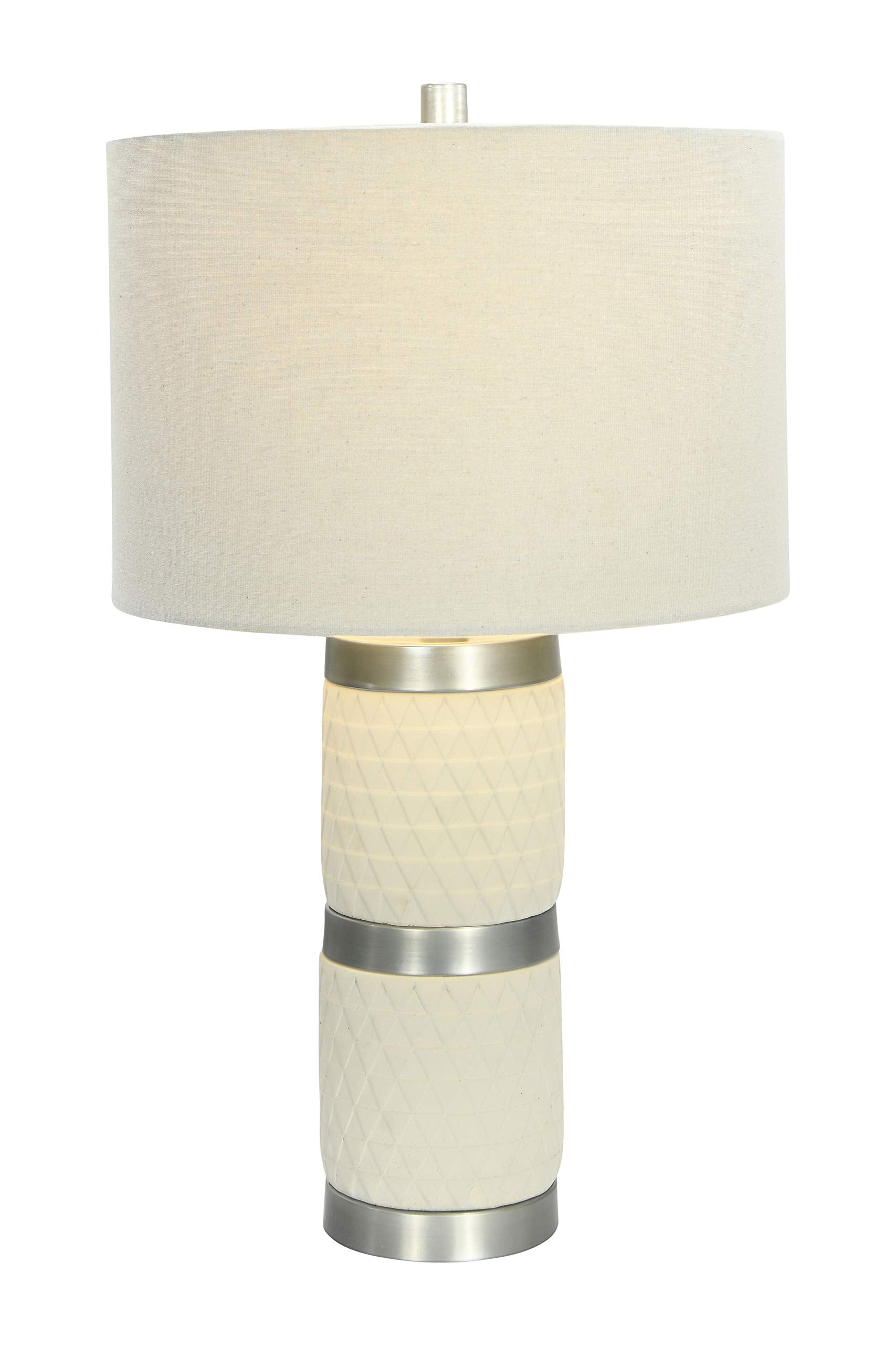 Creative Co-Op Raw Concrete Table Lamp With Imprinted Diamond Design And Metal Accents