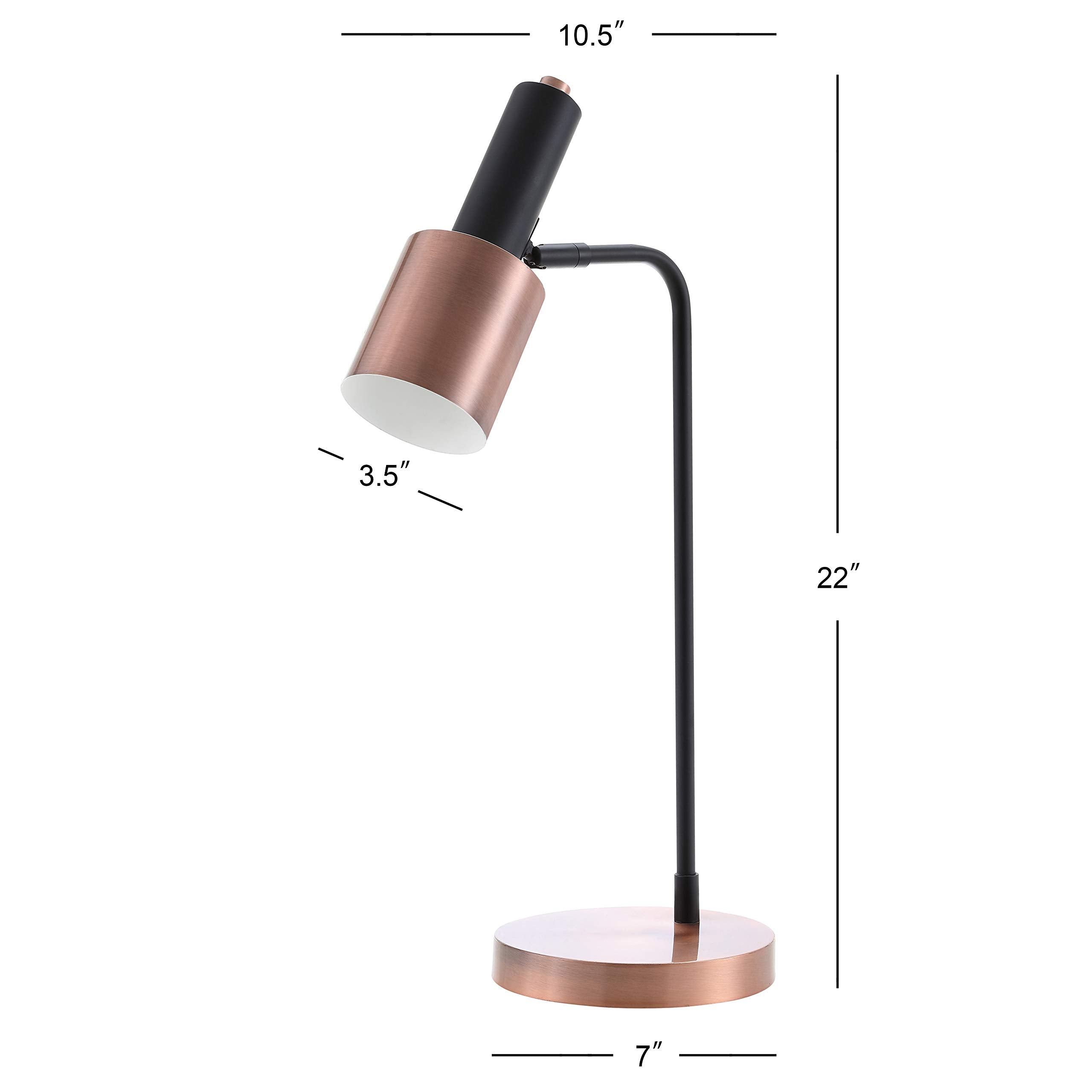 Jonathan Y Jyl6101A Brady 22" Metal Led Task Table Lamp Contemporary,Transitional For Bedroom, Living Room, Office, College Dorm, Coffee Table, Bookcase, Copper/Black