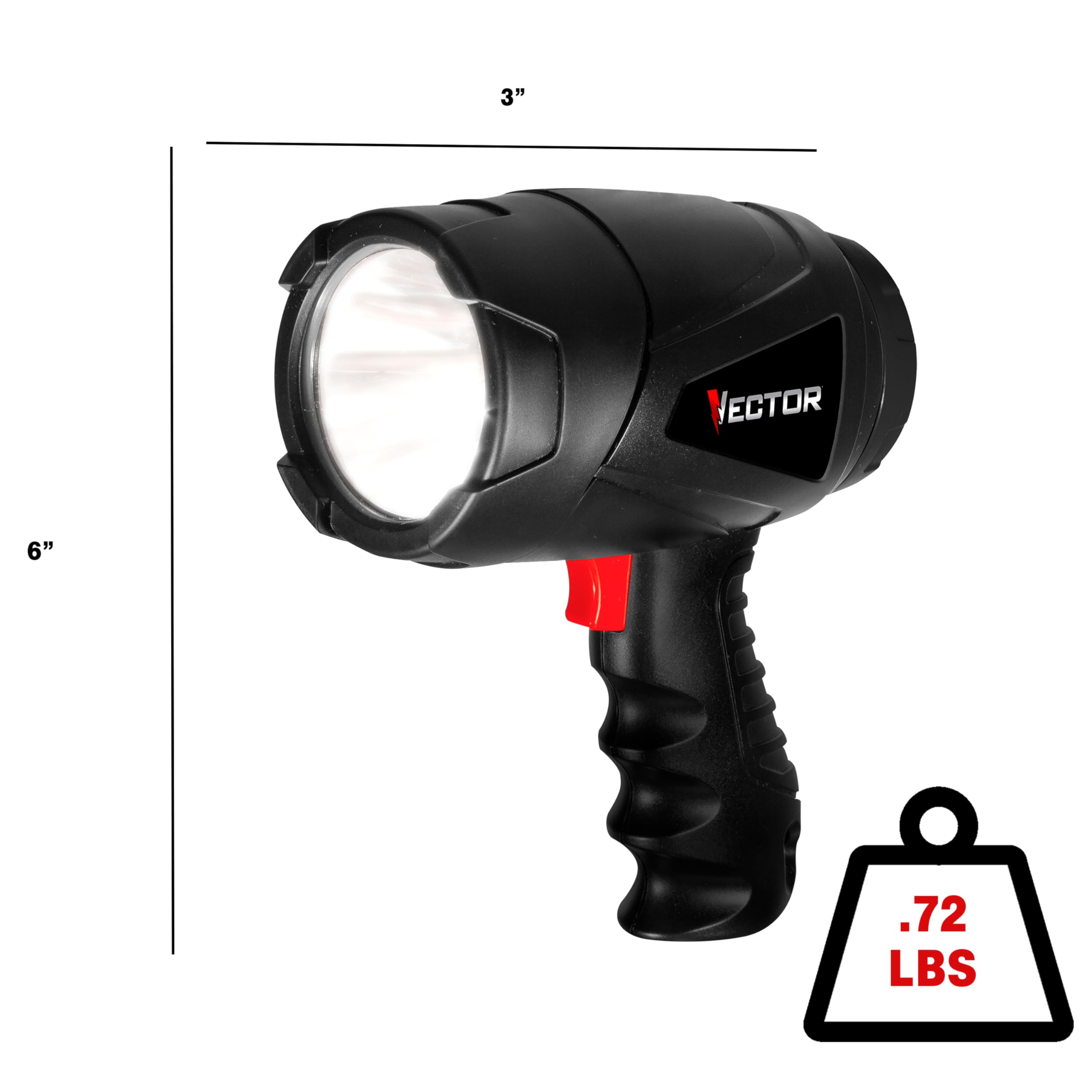 Vector Led Flashlight Spotlight, Sl3Wakv, Indoor And Outdoor Use, 400 Lumens, Long Distance Light Beam, 4 Aa Batteries Included