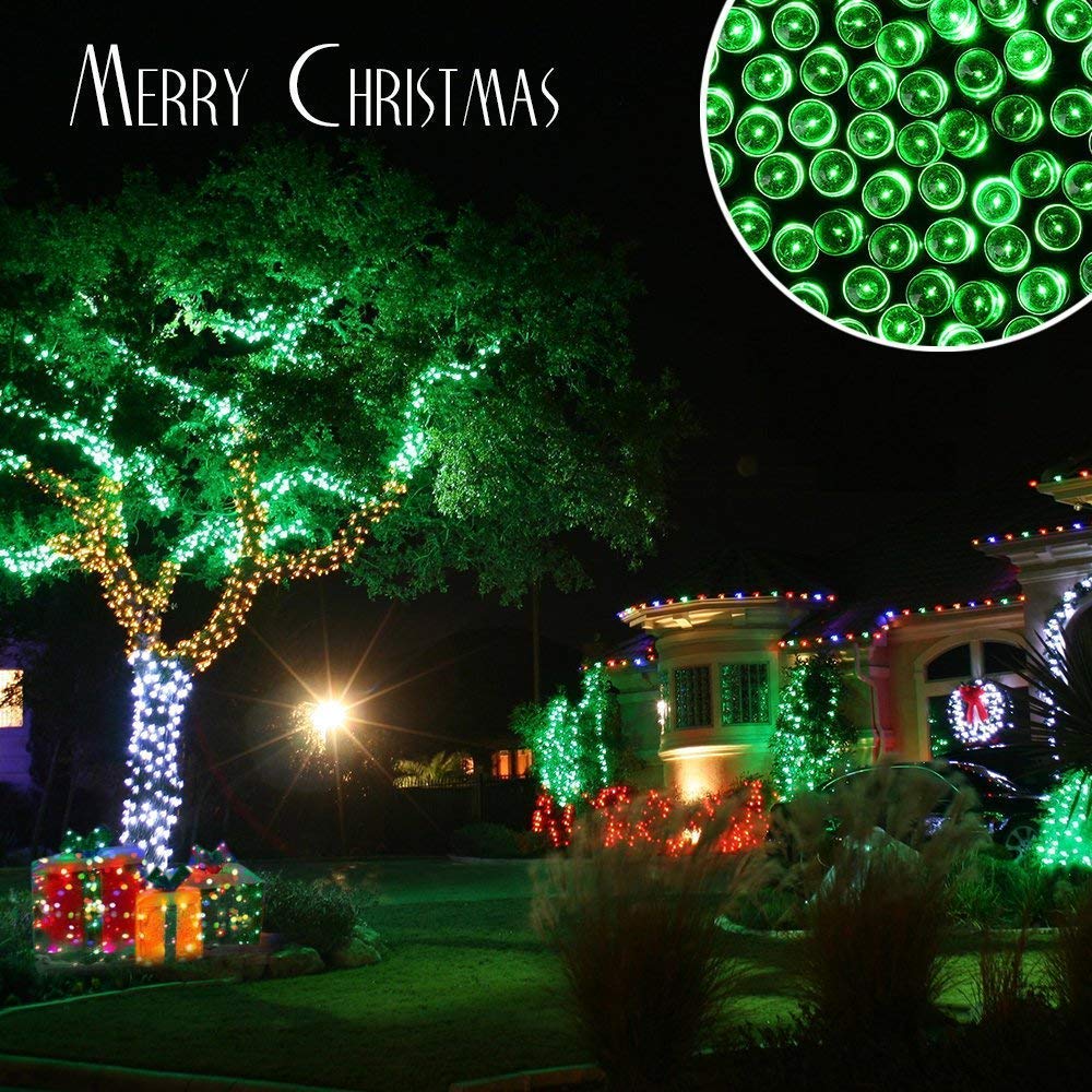 Toodour Solar Christmas Lights, 2 Packs Total 144Ft 400 Led 8 Modes Solar String Lights, Waterproof Solar Outdoor Christmas Lights For Garden, Patio, Fence, Balcony, Christmas Tree Decor - Green