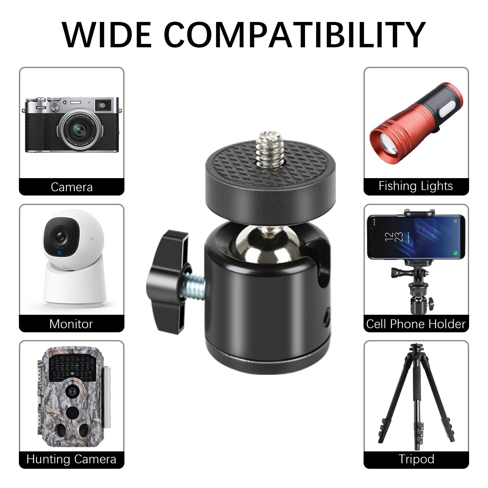 Acuxiaza Mini Ball Head 1/4" Swivel Mini Ballhead Screw Tripod Mount 4 Pack 360 Degree Rotatable Tripod Ball Head Camera Mount Adapter For Trail Camera Hunting Cameras Dslr Cameras Light Stand