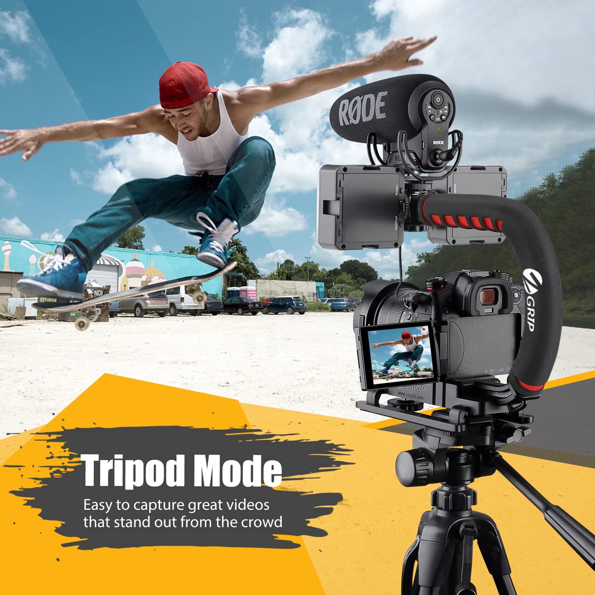 Zeadio Video Action Stabilizing Handle Grip Handheld Stabilizer With Cold-Shoe Mount For All Dslr Camera Camcorder