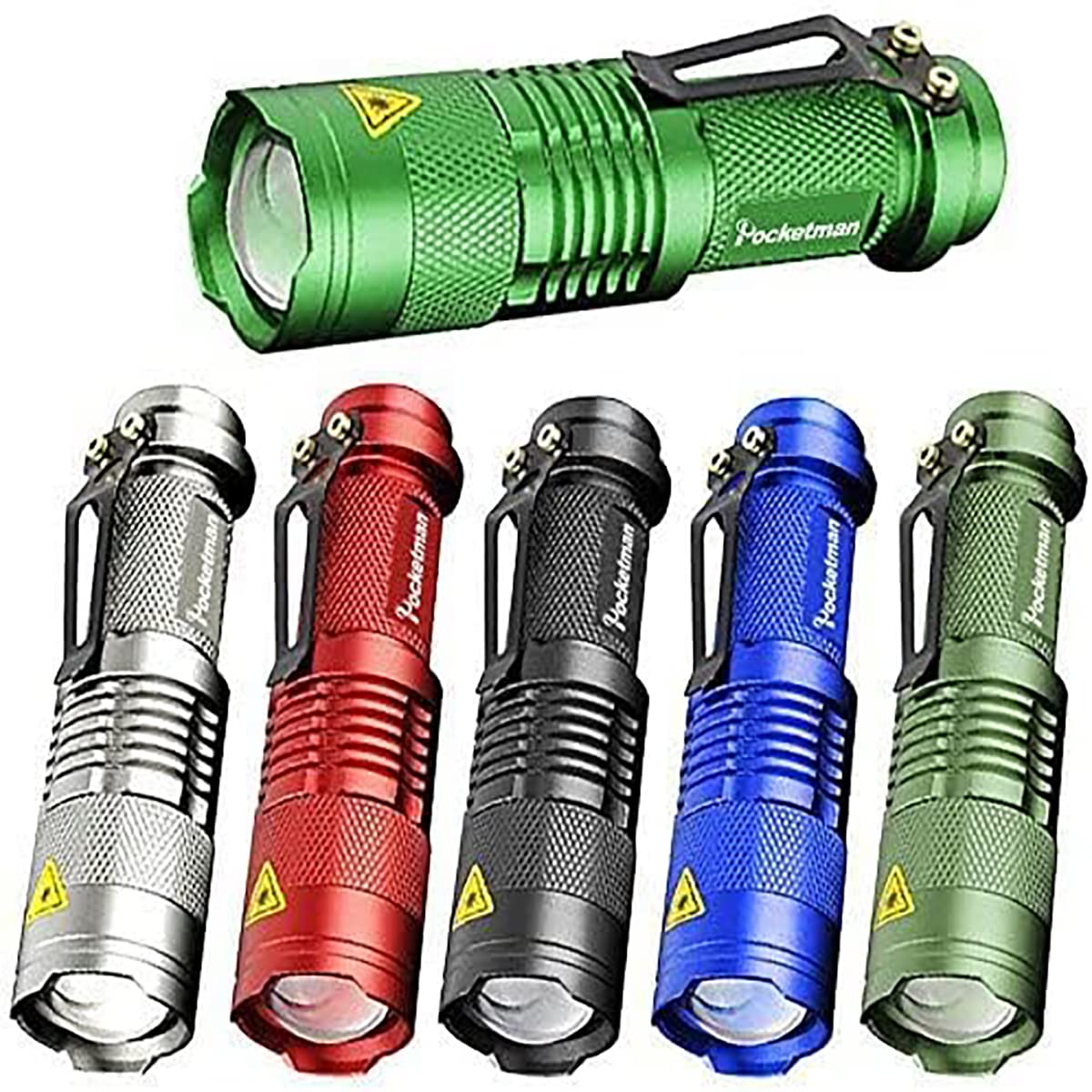 Pocketman Pack Of 6,7W 300Lm Sk-68 3 Modes Mini Led Flashlight Torch Tactical Lamp