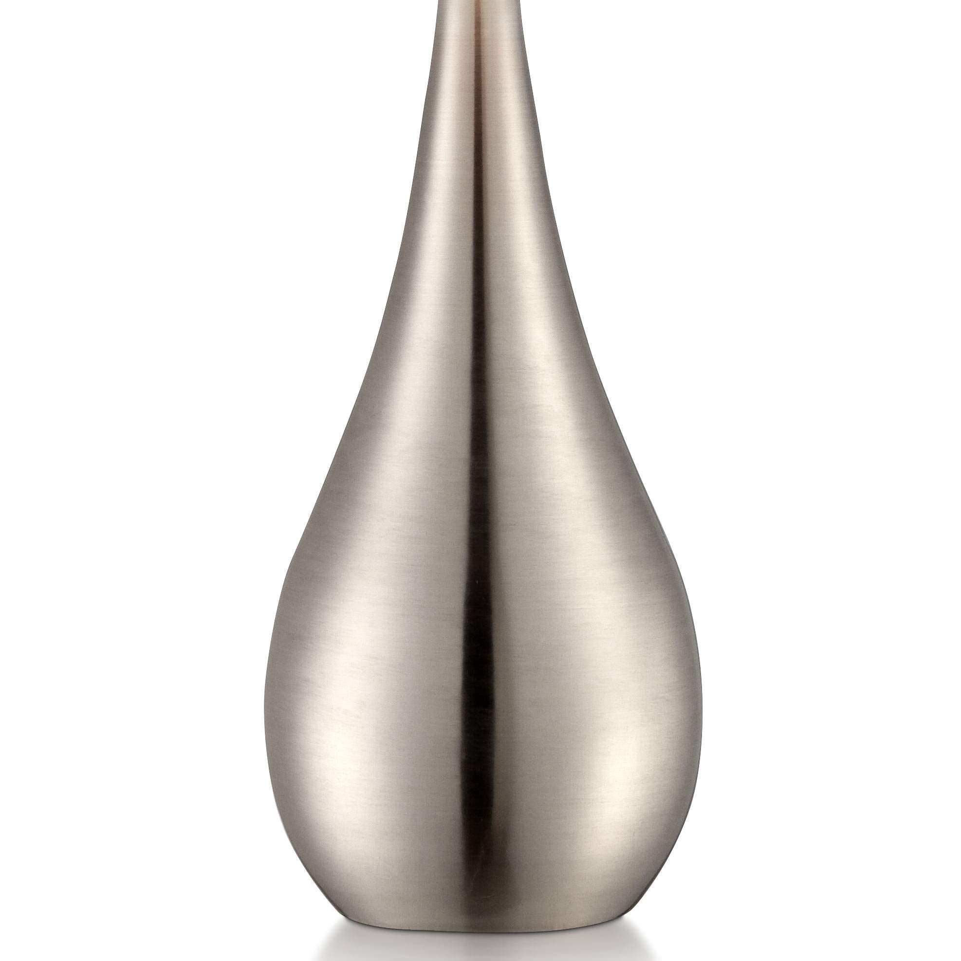 360 Lighting Modern Accent Table Lamp 21" High Brushed Nickel Silver Metal Teardrop White Cylinder Uno Shade Decor For Bedroom Living Room House Home Bedside Nightstand Office Kids Family
