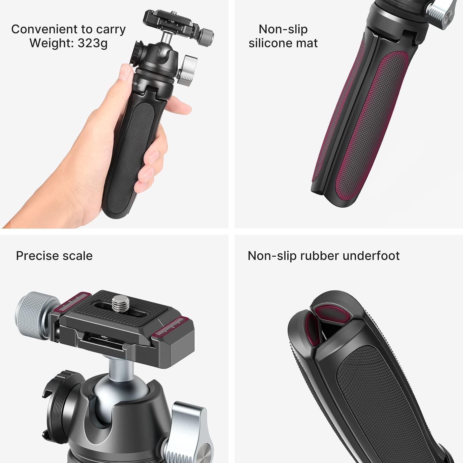 Ulanzi Mt-47 Camera Tripod Aluminum Alloy Mini Travel Phone Tripod Stand Compact Desktop Tripod For Dslr, 360° Ball Head With 1/4 Inch Arca Quick Release Plate Cold Shoe Portable Vlog Selfie Stick