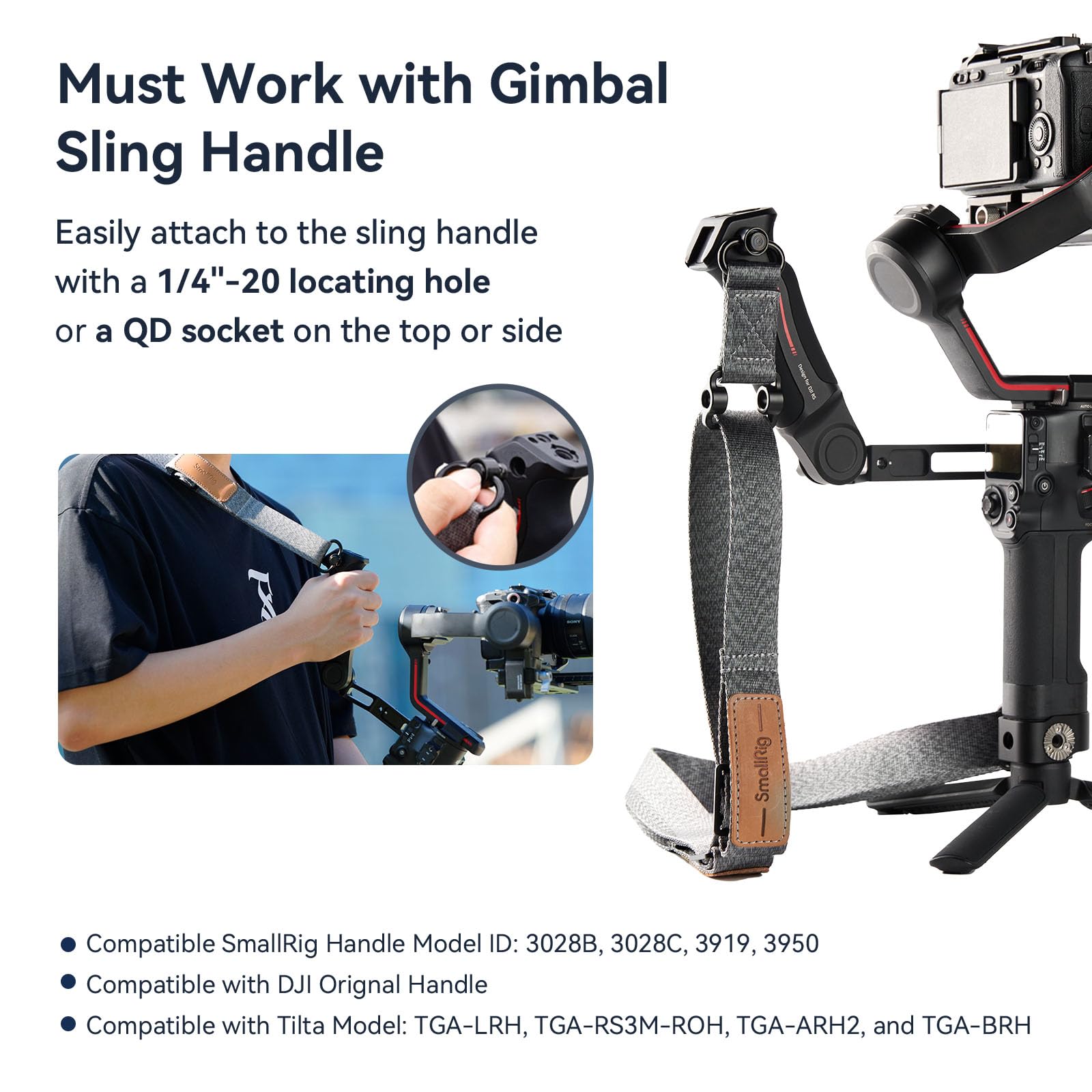 Smallrig Rs3 Rs2 Weight-Reducing Shoulder Strap Compatible With Sling Handle For Dji + Wrist Support For Dji Rs 4/Rs 4 Pro/Rs 3/Rs 3 Pro/Rs 2