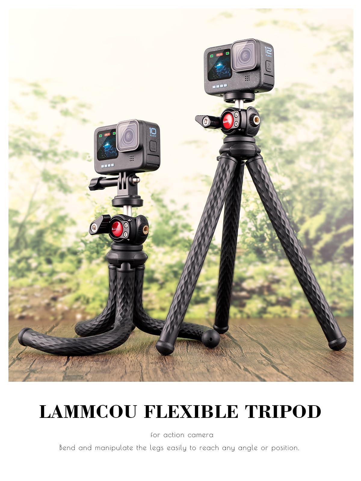 Lammcou Flexible Action Camera Tripod For Gopro Hero 11 10 9 8 Insta360, Bendable Small Mini Action Camera Gorrila Tripod - Perfect For Travel And Adventure