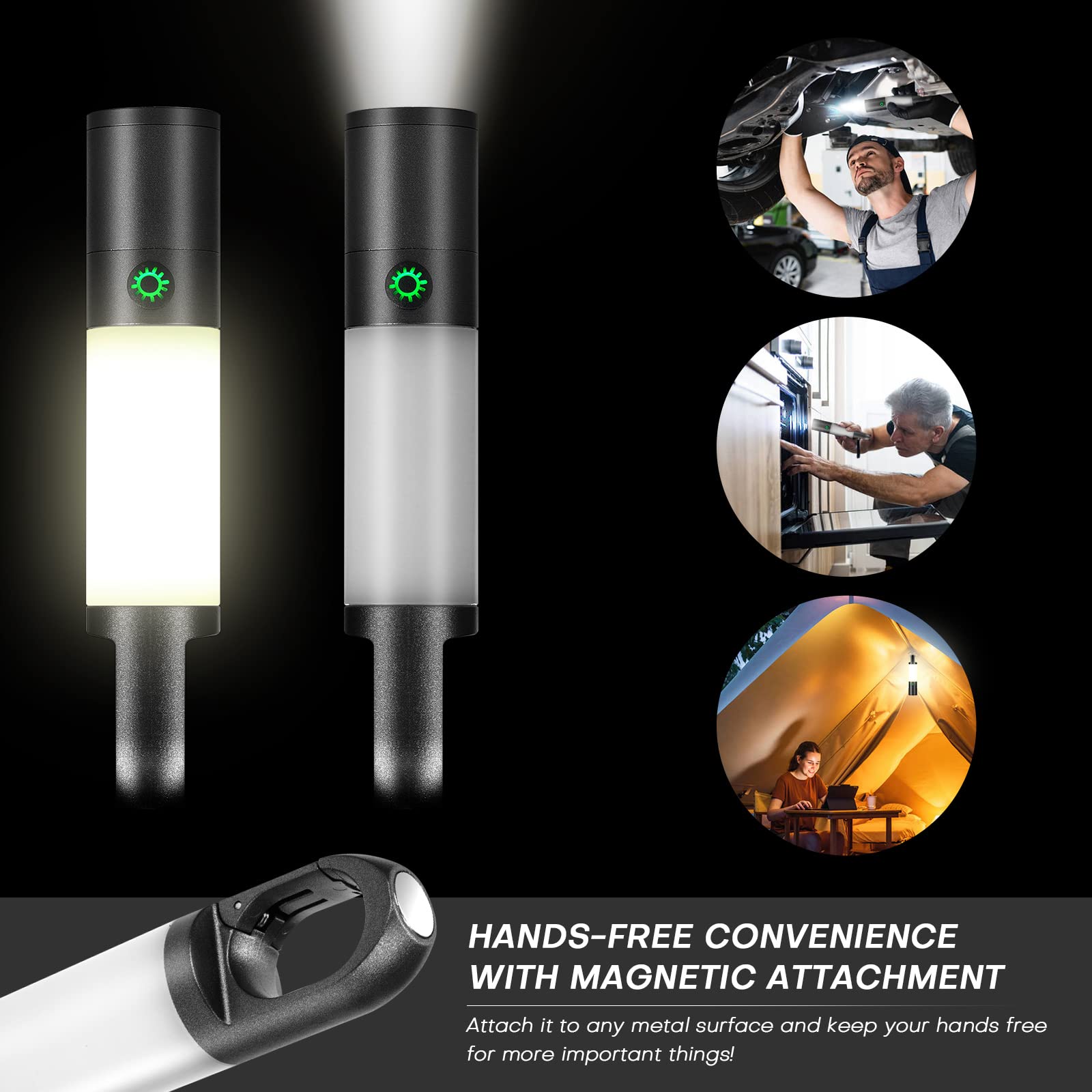 Towserlumo Led Flashlight, 1000 High Lumens Flashlights With Usb Rechargeable Battery, 8 Modes Zoomable Flash Light With Sidelight And Magnetic, Waterproof Portable Flashlight Camping Accessories
