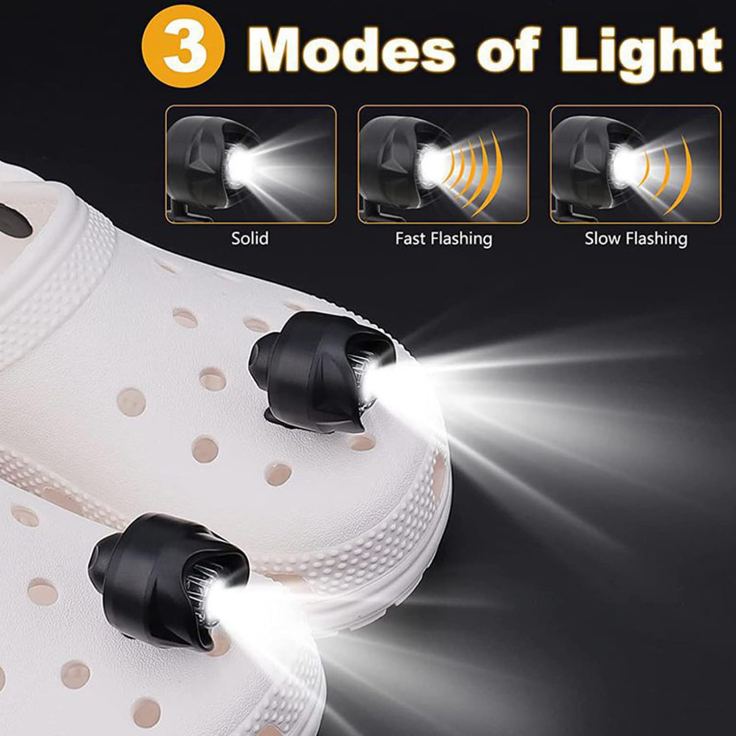 Phutasnt Headlights For Shoe 2Pcs, Butterfly Charm Accessories For Kids, Headlights Lights With 3 Light Modes For Dog Walking, Camping, Running, Suitable For Adults Kids (Black)