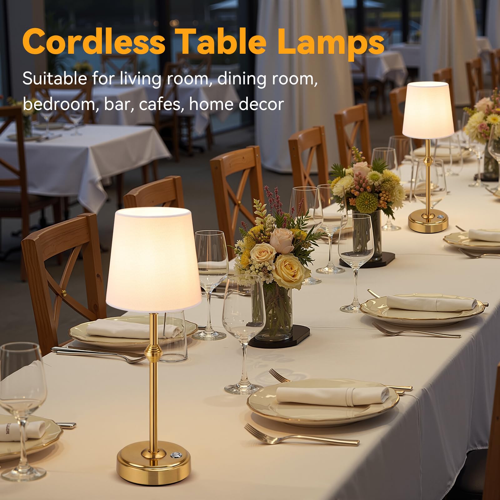 Kozeota Portables Cordless Led Table Lamp, 4000Mah Wireless Rechargeable Battery Operated Powered Light, Dimmable Table Lamp For Dining Room, Bedroom, Bedside, Bar, Night Light, Camping, Patio (Bronze)