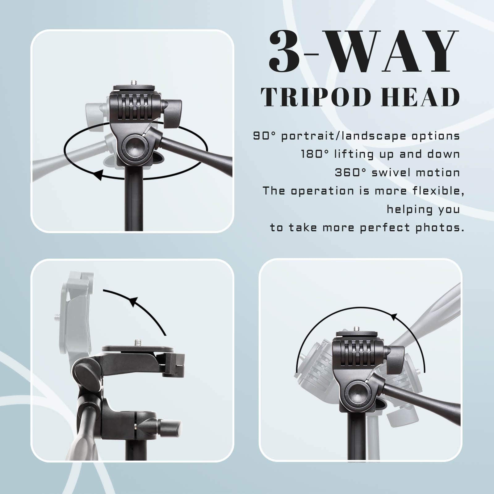 Apeocose 55" Tripod For Iphone With Quick-Release Plate, Lightweight Cell Phone Tripod Stand, Portable Travel Camera Tripod With 360 Degree Rotatable Phone Mount Holder & Wireless Remote Shutter
