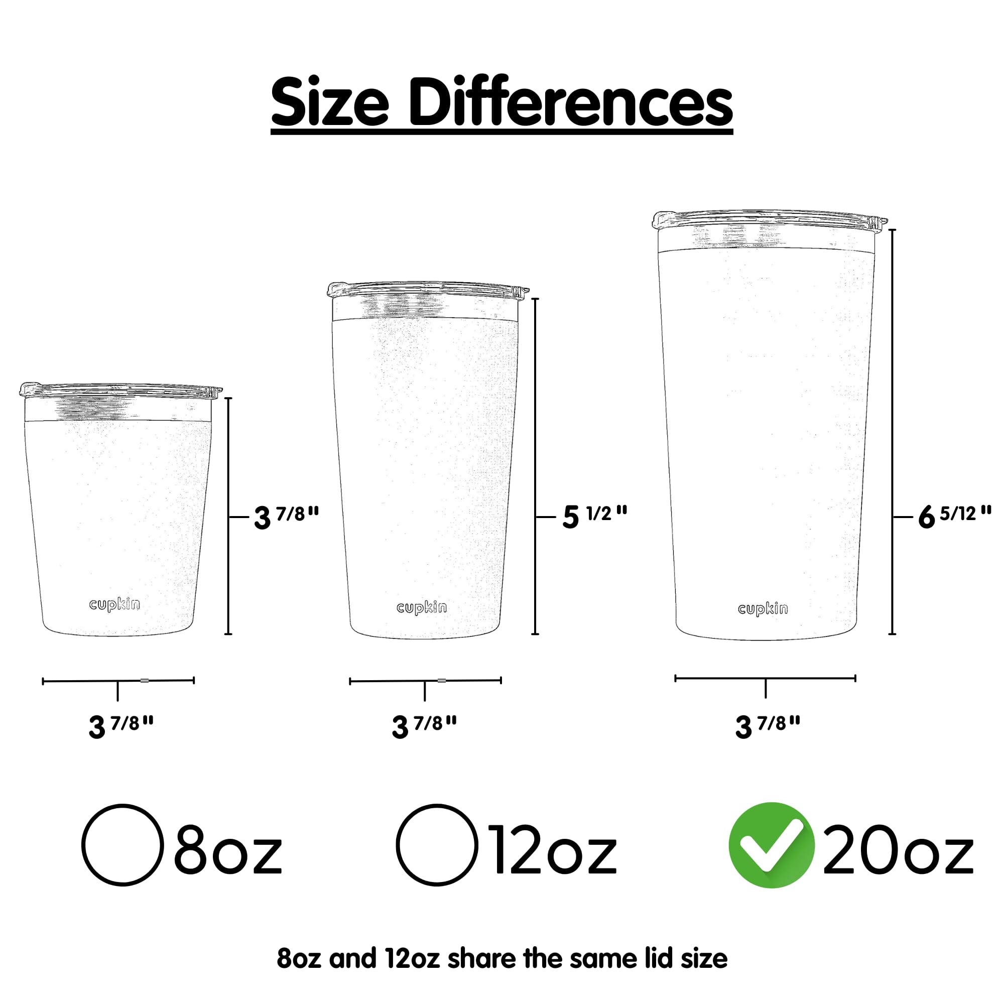 Cupkin Stainless Steel Insulated Tumbler With Lid And Straw, 20 Oz Water Bottle & Straw, Stainless