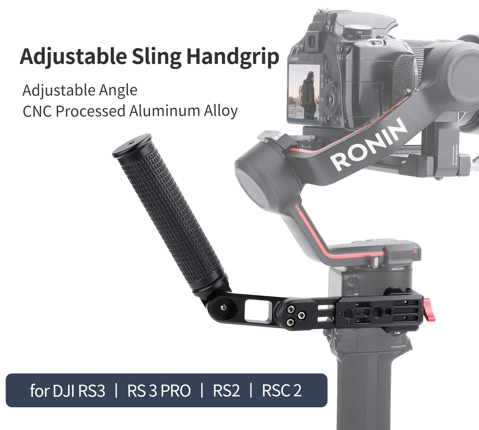 Zlit Adjustable Control Handle Sling Handgrip For Dji Rs 3 / Rsc 3 Pro/Rs 2 / Rsc 2 Gimbal Handheld Stabilizer (Black)