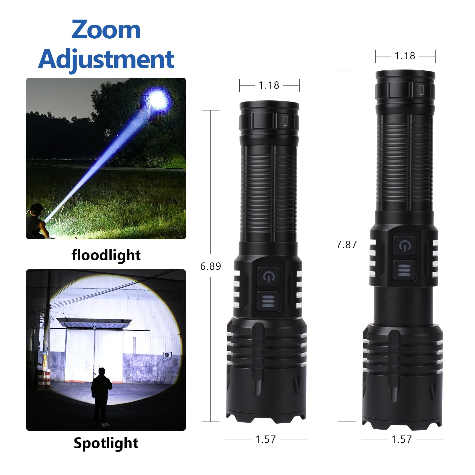 Trliradyn Rechargeable Flashlights 6000 Lumens Zoomable 6 Modes(Uv Lamp), Led Flashlight Usb C, Waterproof Utility Flashlight, 24H Long Life & Strong Flash Light For Emergencies Camping