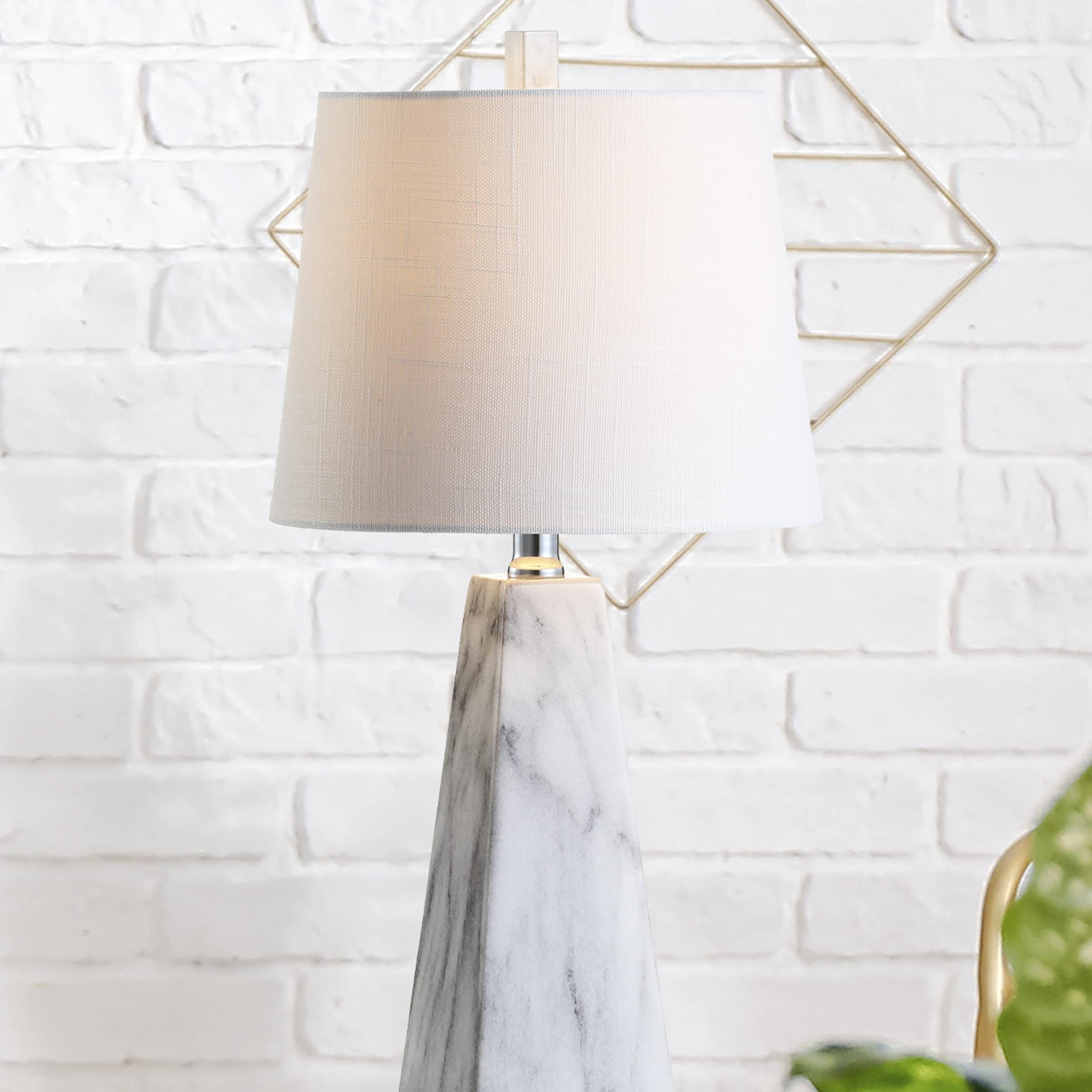 Jonathan Y Jyl1037A Owen 20.5" Resin Led Table Lamp, Contemporary, Modern, Elegant, Office, Living Room, Family Room, Dining Room, Bedroom, Hallway, Foyer, White Marble Finish