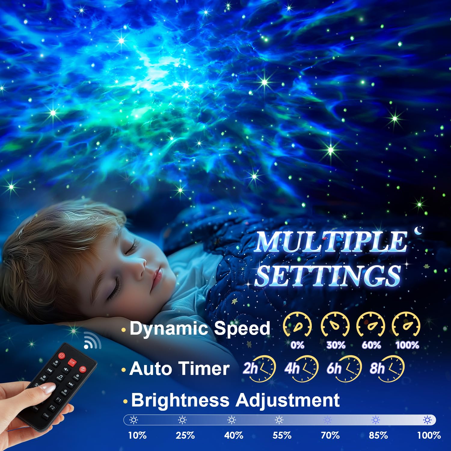 Pikoy Star Projector, 15 Sounds & 15 Colors & Bluetooth Speaker, Galaxy Light Projector For Bedroom, Star Lights For Ceiling Projector, Kids Night Light