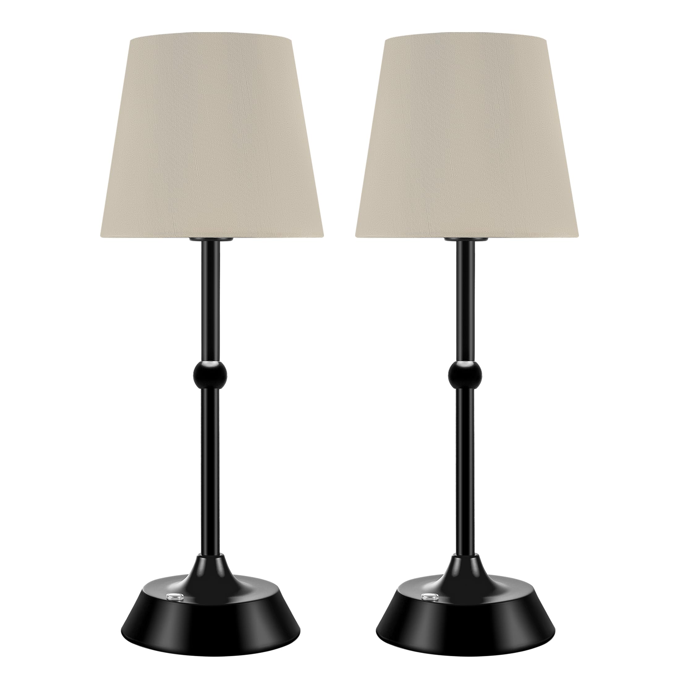 Betluse Set Of 2 Portable Cordless Led Table Lamp,Touch Control Fabric Black Dimmable Desk Lamp,Built-In 6000Ma Rechargeable Battery,Patio Table Lamp,Bedside Night Lamp,Ambient Light For Restaurant.