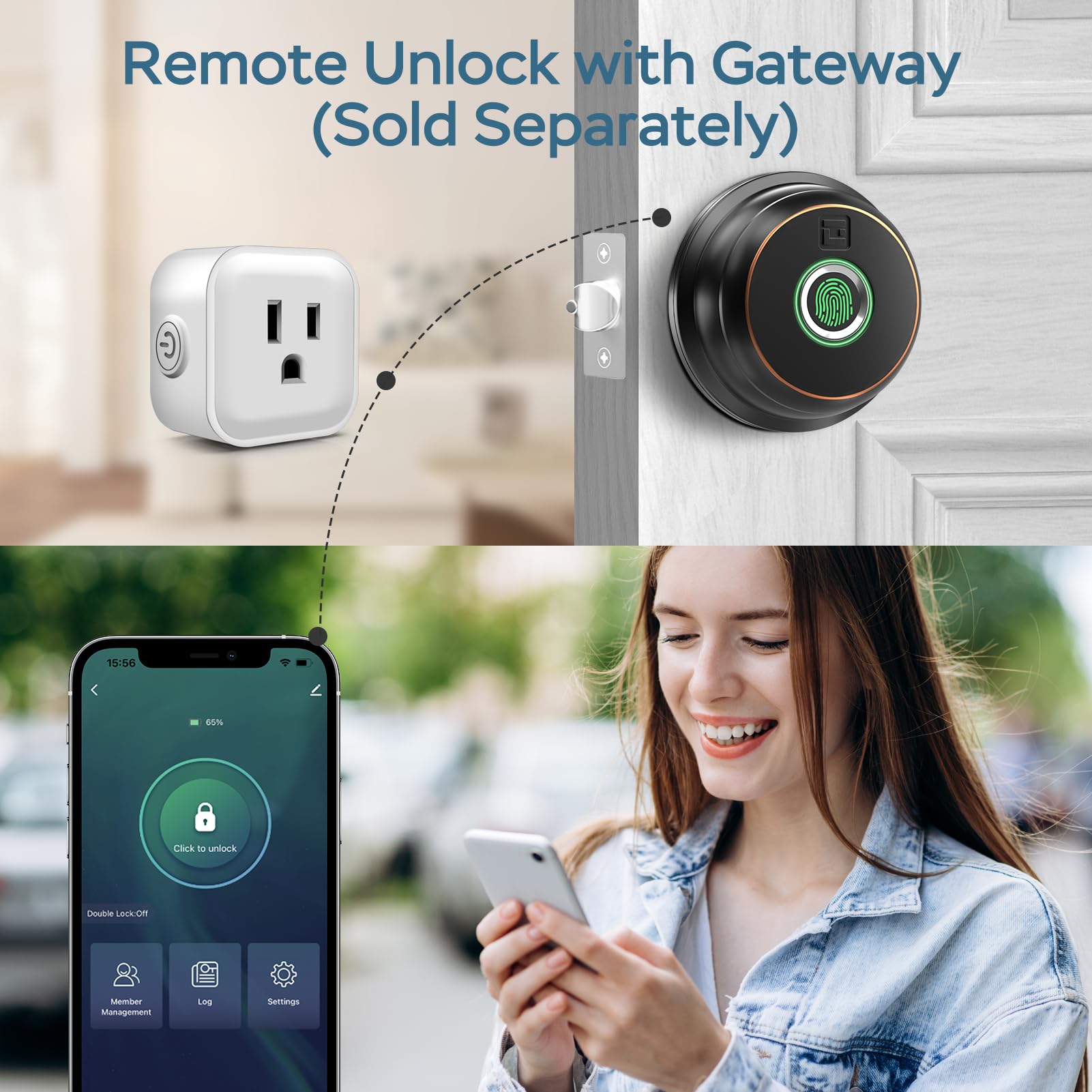 Geektale Fingerprint Deadbolt With App, Smart Deadbolt Lock For Front Door, Keyless Entry Door Lock, Biometric Dead Bolt, Electronic Door Knob