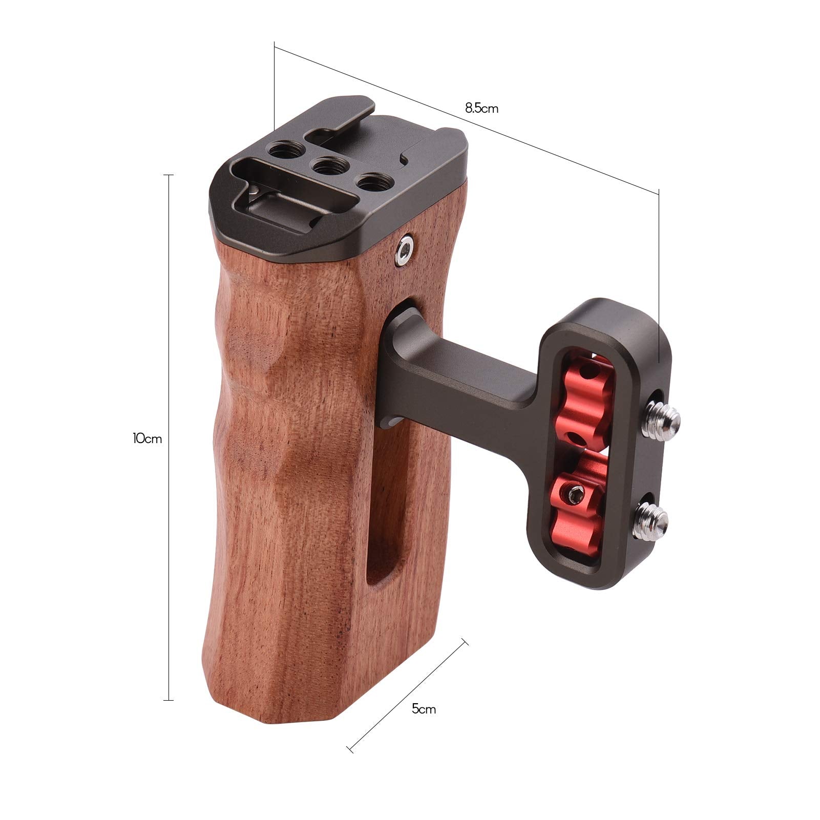 Andoer Universal Camera Cage Left/Right Side Handle Wooden Hand Grip With 1/4 Screw Hole Cold Shoe Mount For Camera Cage