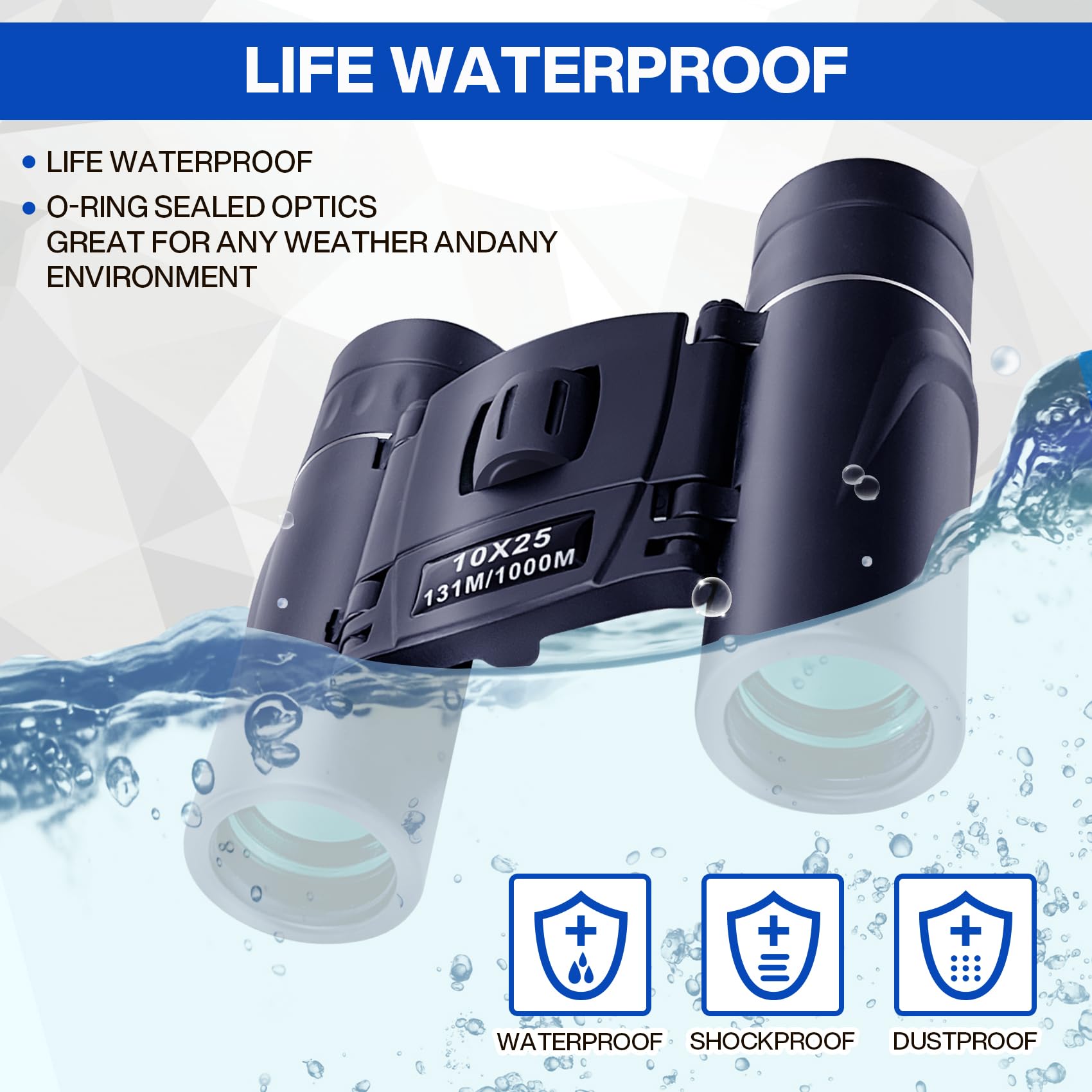 Midoo 10X25 Compact Binoculars For Adults Kids, Binoculars For Concerts And Bird Watching Cruise Ship Essentials Hunting, Waterproof Binoculars With Low Light Night Vision