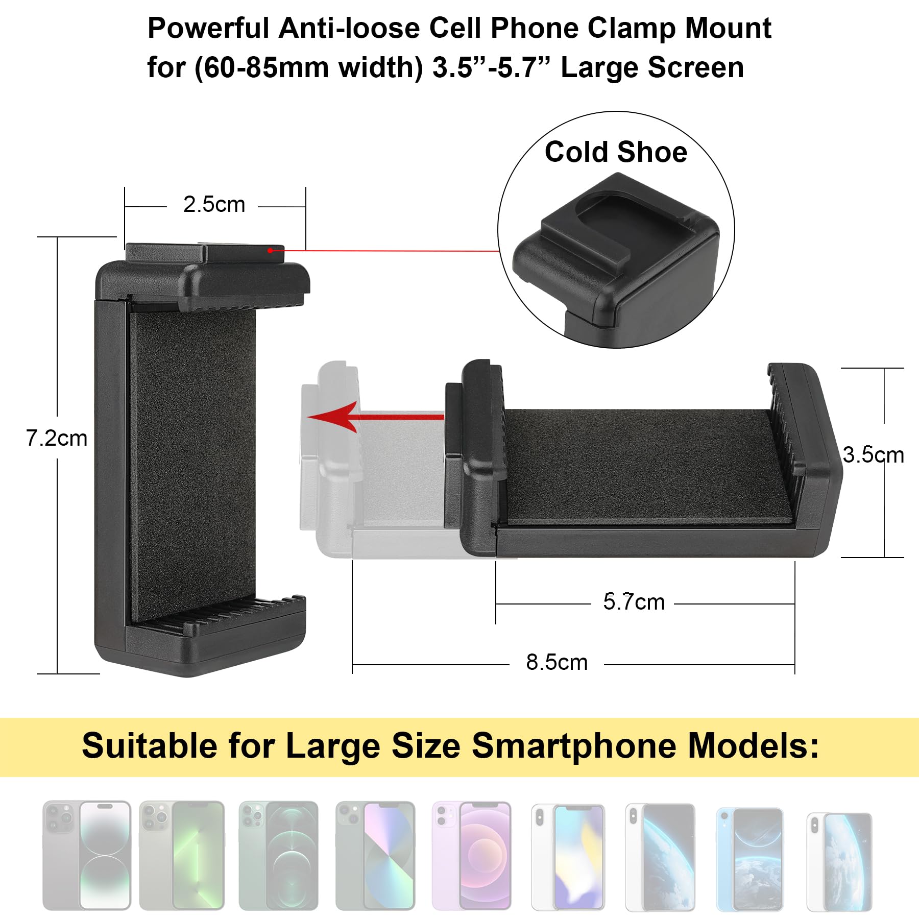 Fantaseal Universal Ergonomic Anti-Fall Mobile Phone Smartphone Handle Stabilizer Mount Rig Portable Selfie Stick Tripod Handheld Vlogging Monopod For 60-85Mm Wide Iphone Samsung Android