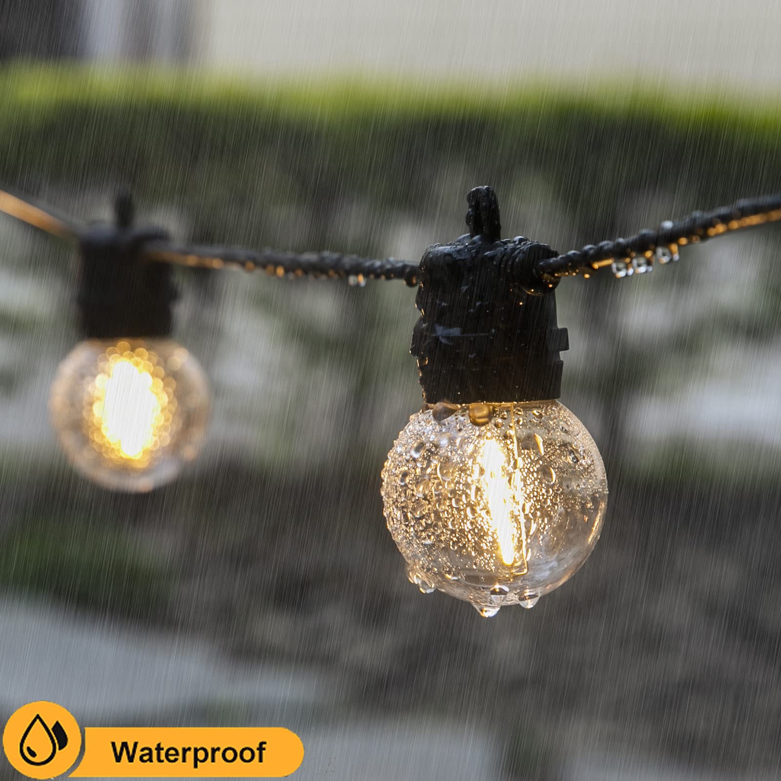 Zhongxin Solar String Lights Outdoor, 20Ft Patio Solar Outdoor Lights With 15 Waterproof & Shatterproof Solar Powered G50 Globe Led Lights Bulbs For Backyard, Porch, Garden, Pool, Party, Camping (G50 Bulb)