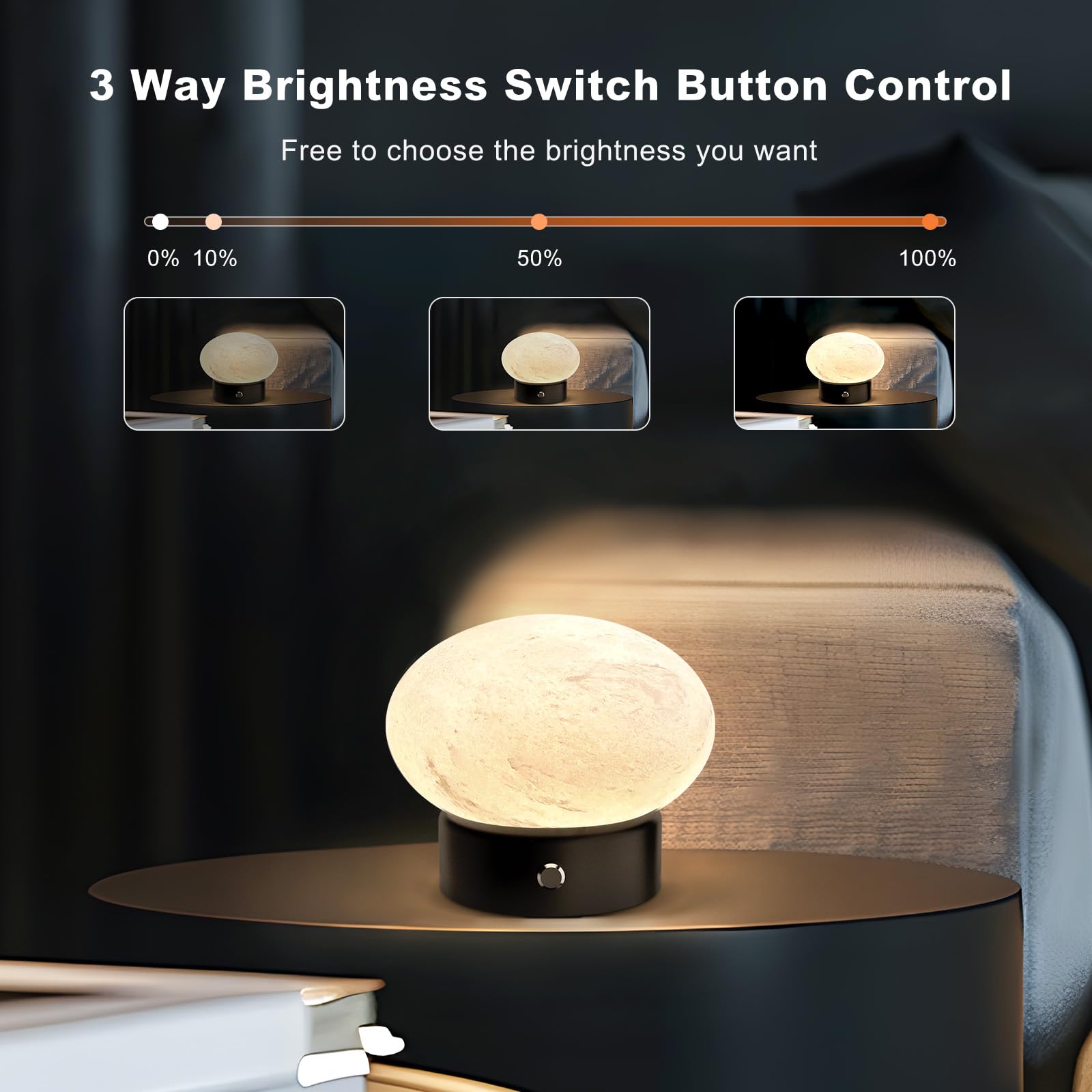 Namib Bianco Small Decorative Lights Table Top Marble Table Lamp Usb Rechargeable Dimmable Desk Lamp Touch Bedside Lamp For Nursery/Bedroom/Office/Outdoor Patio/Meditation/