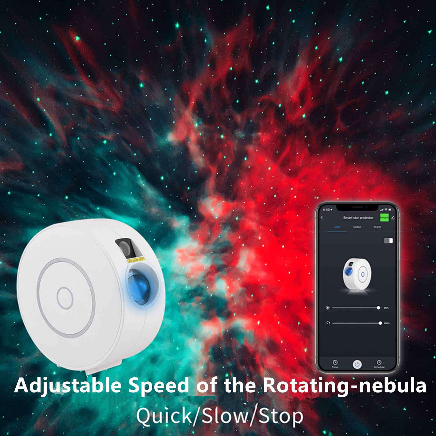 Liuyang Smart Galaxy Projector With Nebula Cloud/Moving Ocean Wave, Wifi Star Projector For Room Decor, Home Theater Night Light Projector, Compatible With Alexa & Google Home