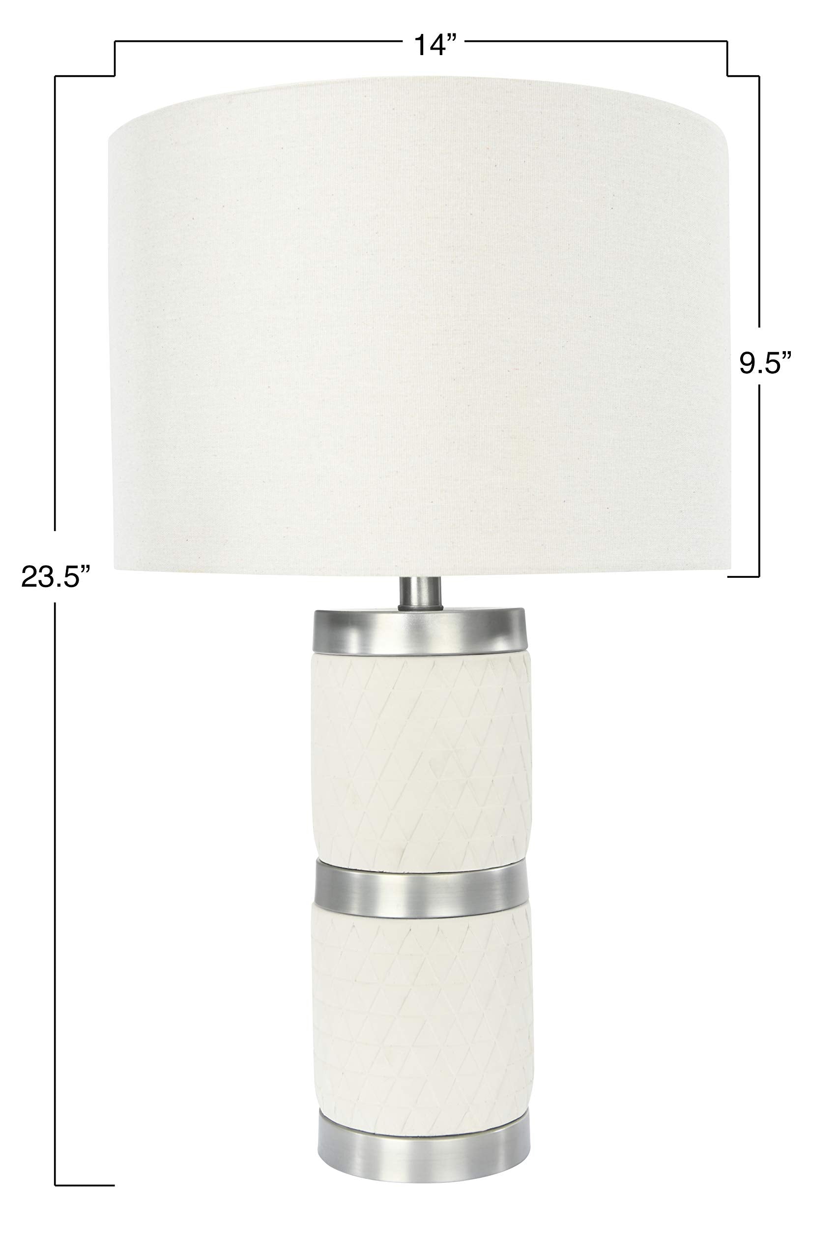 Creative Co-Op Raw Concrete Table Lamp With Imprinted Diamond Design And Metal Accents