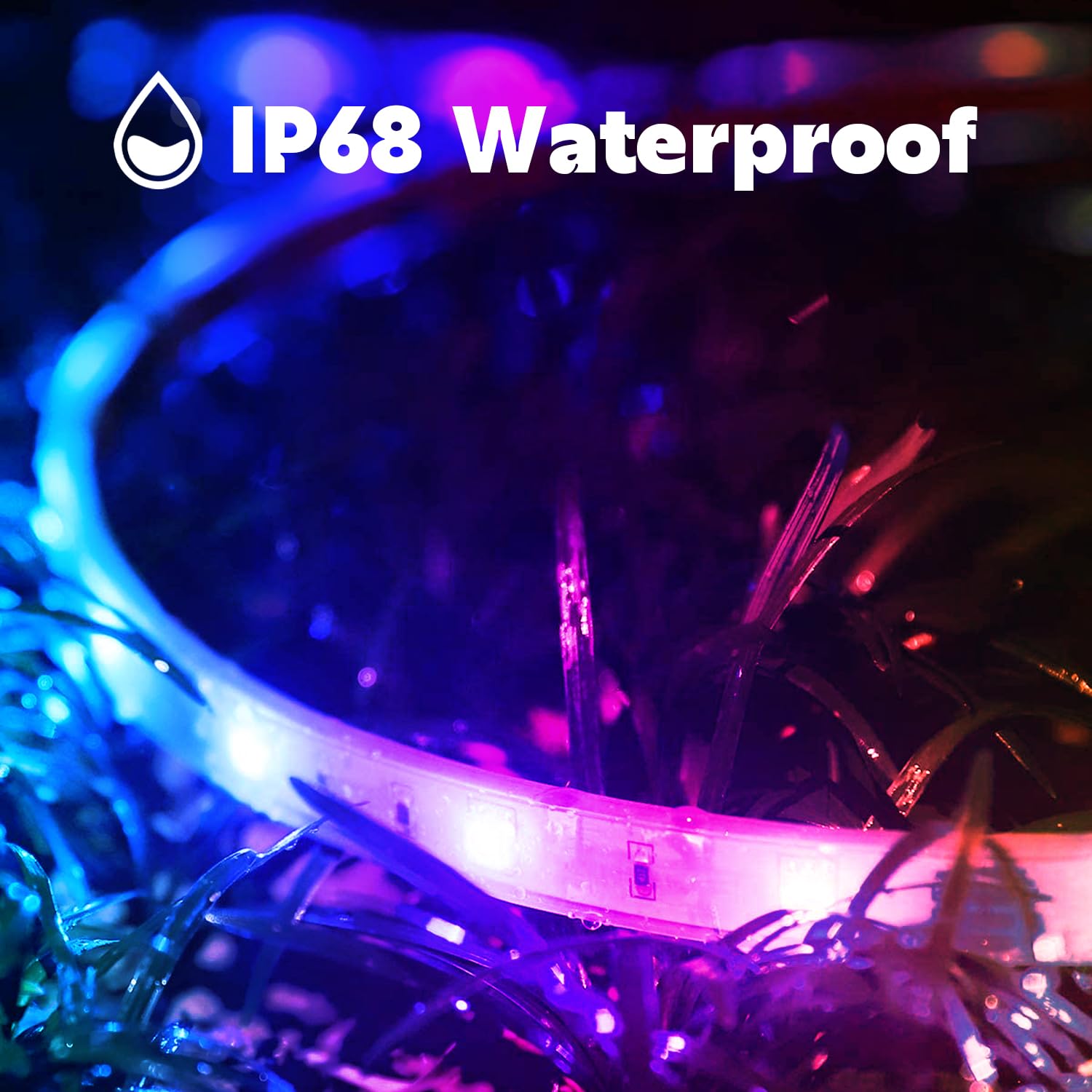 Aulimhti 100Ft Outdoor Led Strip Lights Waterproof,Music Sync Rgb Ip65 Outside Led Light Strips Waterproof With App And Remote,Exterior Led Rope Lights Waterproof For Deck,Balcony,Roof,Garden,Pool