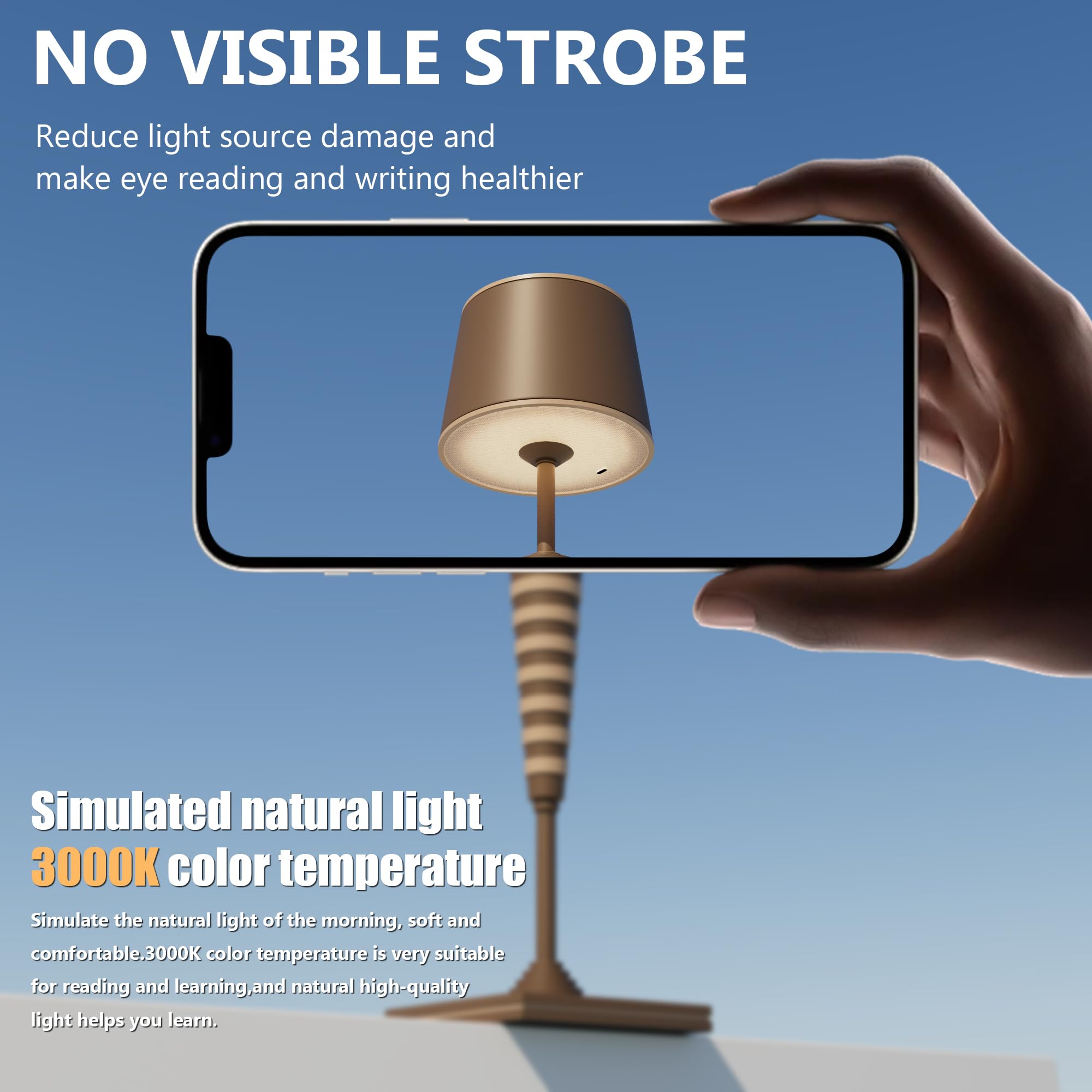 Timjorman Cordless Table/Desk Lamp, 8000Mah Rechargeable Battery Operated,Double Luminescence Dimming For Restaurant/Bedroom/Bars/Outdoor Party/Camping/Coffee Shop Night Light (Dark & Light Brown 1Pack)