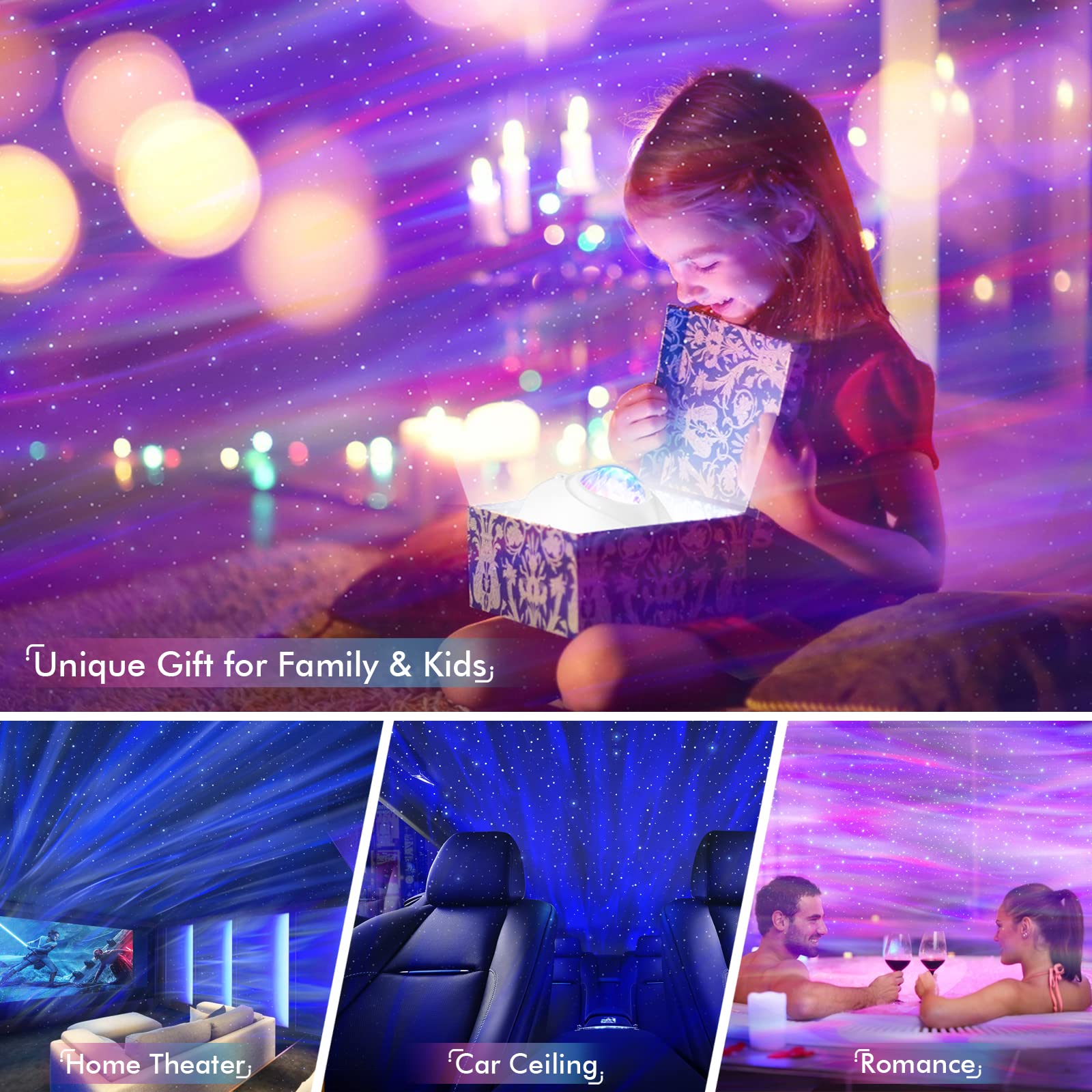 Rossetta Galaxy Projector, Star Projector Led Lights For Bedroom, White Noise Aurora Projector, Night Light For Kids Room, Adults Home Theater, Ceiling, Room Decor,  For Christmas, Birthday