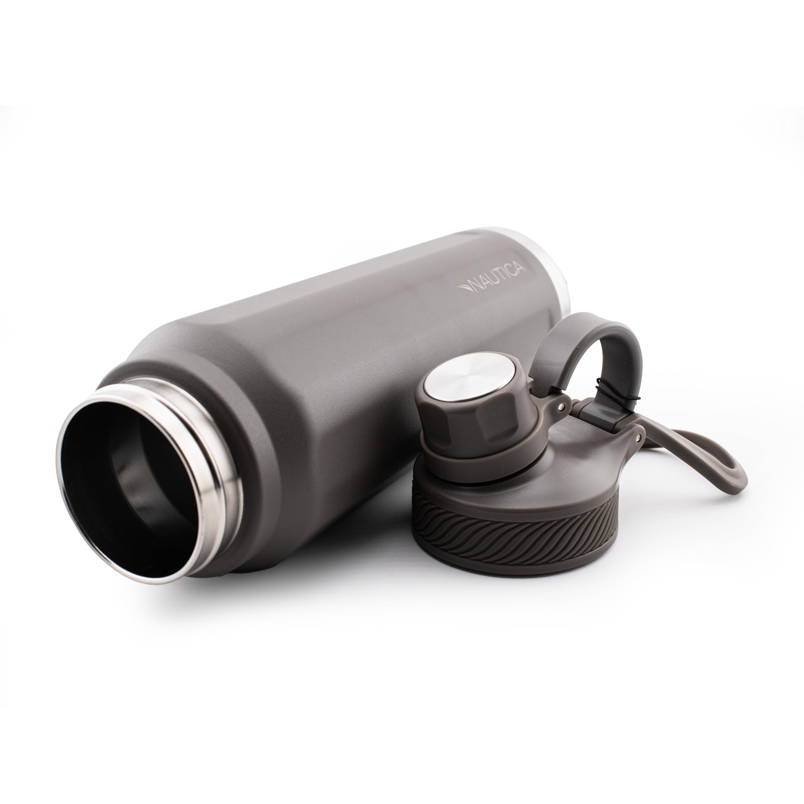 Nautica 25 Oz Hydration Flask Double-Wall Vacuum Insulated Bottle Leak Proof & (Med Grey)