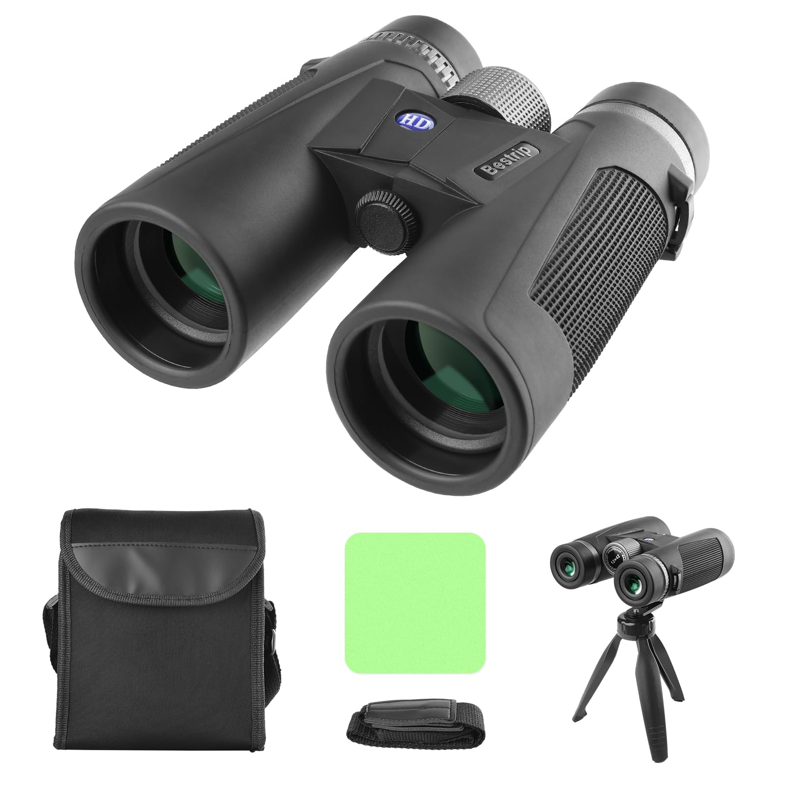 Bestrip 12X42 Binoculars For Adults With Tripod, Compact Waterproof Binoculars For Bird Watching Outdoors Hunting  For Men