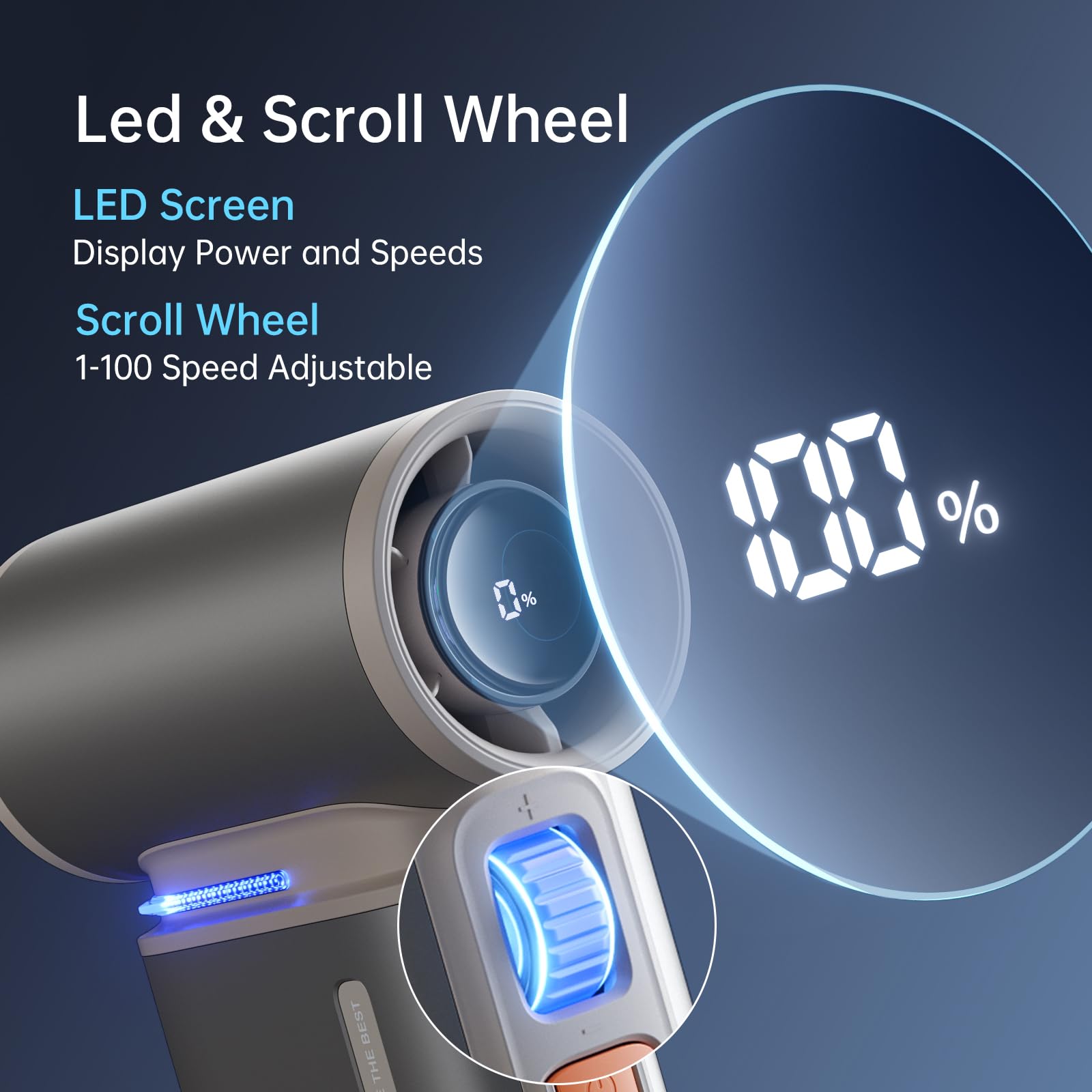 Jisulife Portable Handheld Turbo Fan, 100 Speeds Adjustable Mini Personal Fan, 9000Mah Usb
