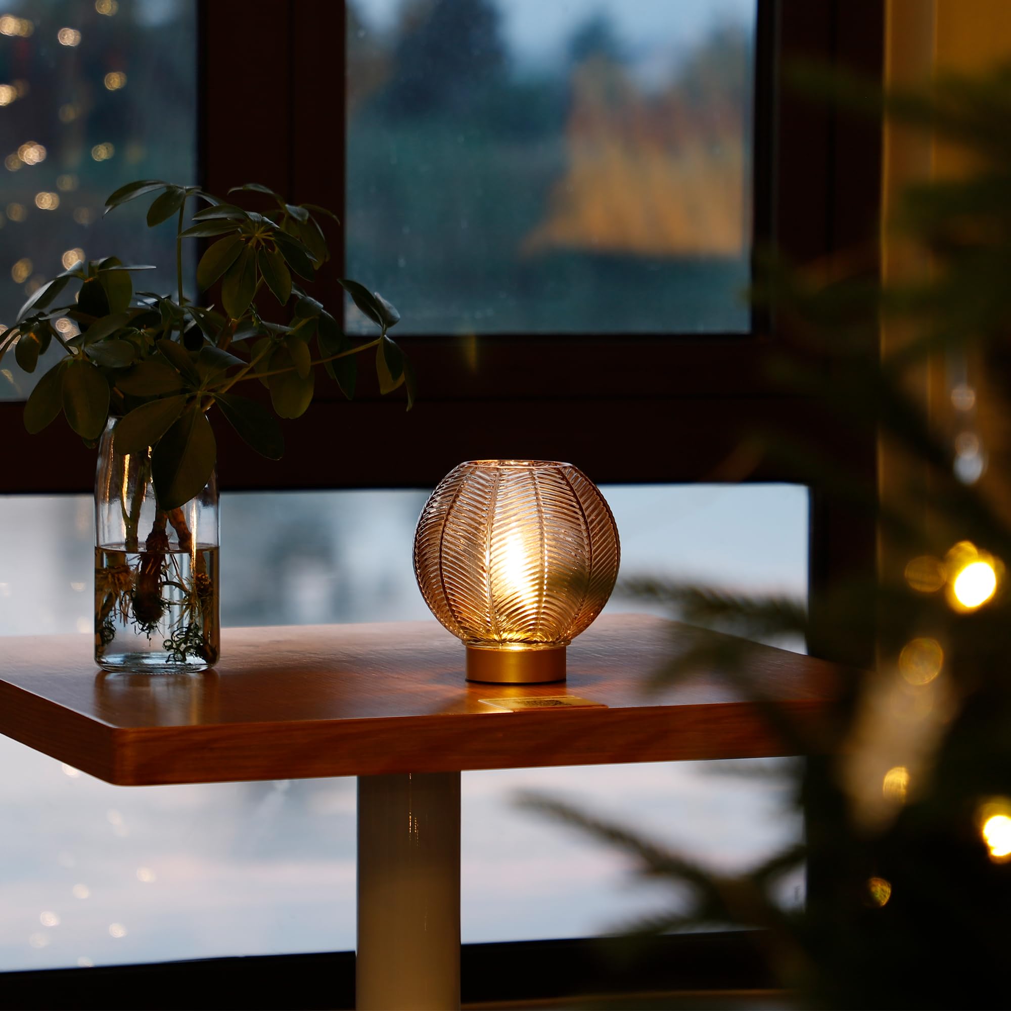 Lusharbor Battery Operated Lamp With Timer, Cordless Table Lamps With Bulb, Battery Powered Light, Small Lamps For Living Room Decorative Bedside For Corner Bedroom-Amber