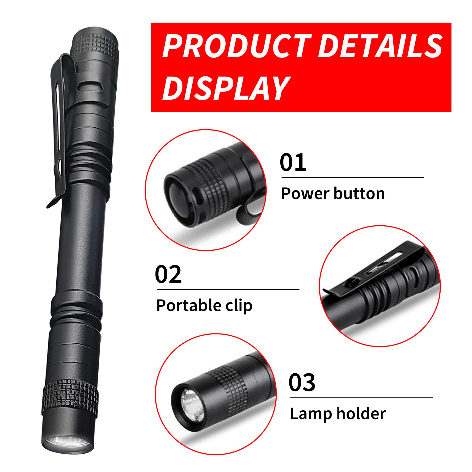 Decaker Pen Flashlight,Led Pocket High Lumen Pen Light Flashlights With Clip,5-Pack