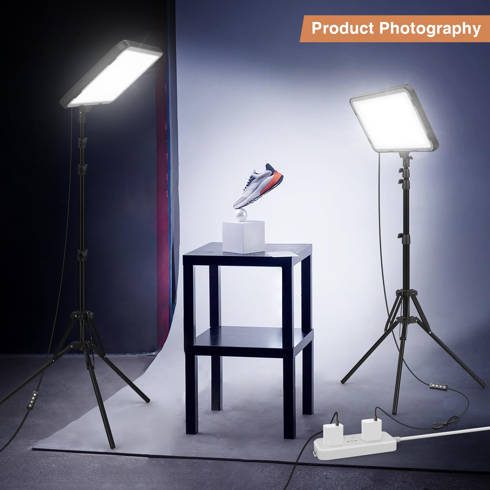 Kmasic 2 Pack Led Video Light With 63'' Tripod Stand, 2500-8500K Dimmable Photography Lighting Kit,15W Soft Studio Lighting For Video Recording/Filming/Game Streaming/Youtube/Podcast, Usb Charger