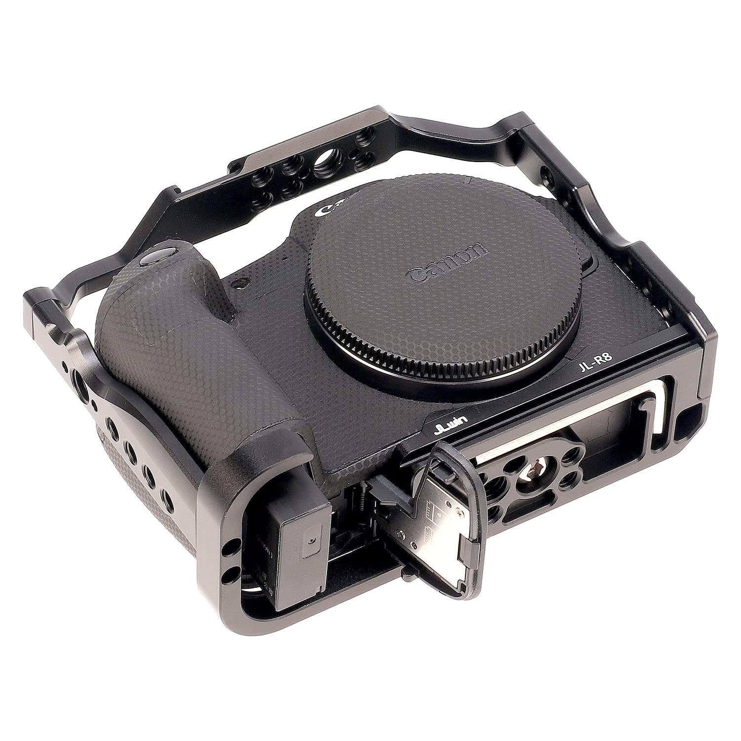 Jlwin R8 Cage For Canon R8 Camera With Quick Release Plate For Arca-Swiss,1/4" & 3/8" Screw Holes And Cold Shoe Mount For Accessories