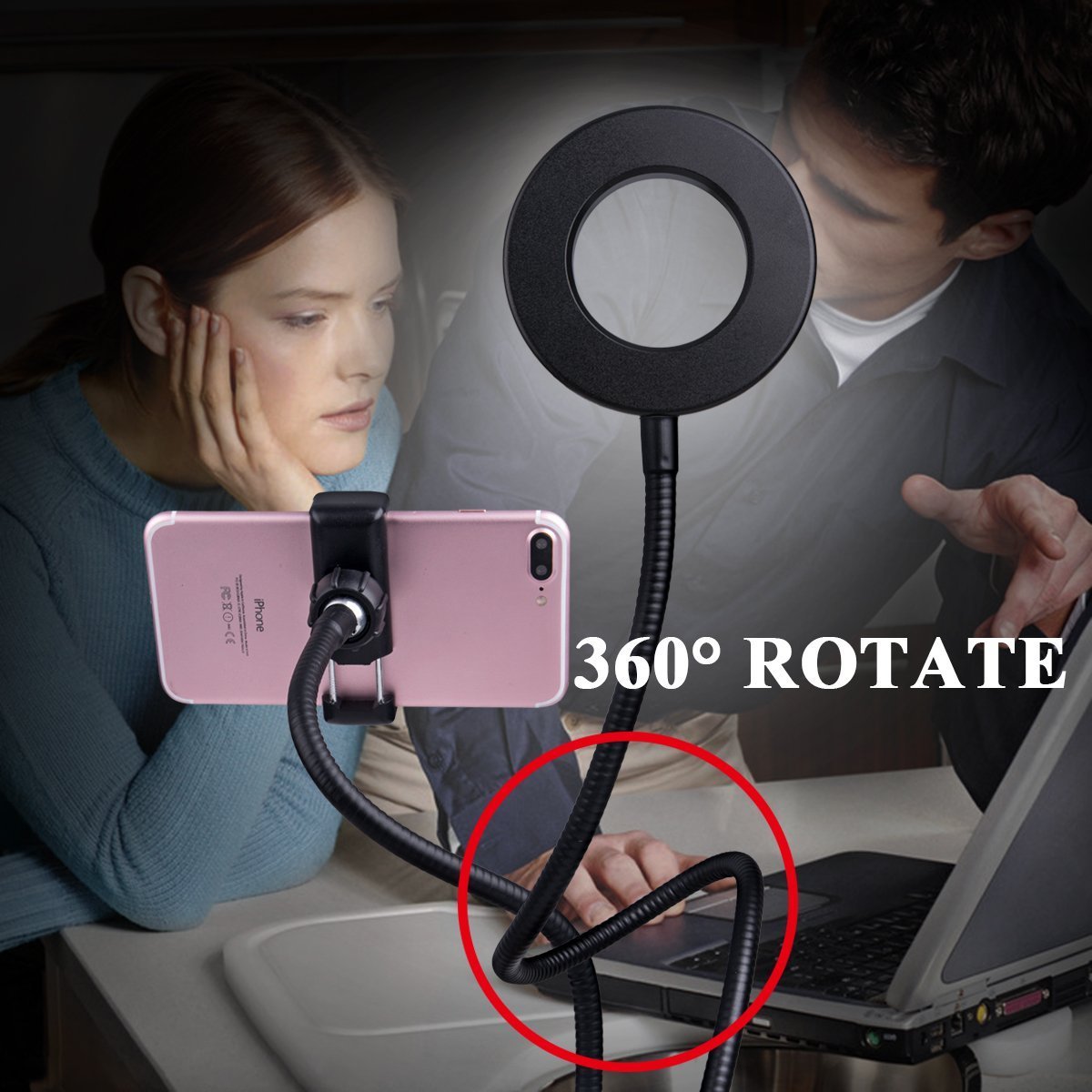 Acetaken Webcam Light Stand For Live Stream, Selfie Ring Light With Webcam Mount For Logitech C925E, C922X, C930E,C922,C930,C920,C615,Brio 4K