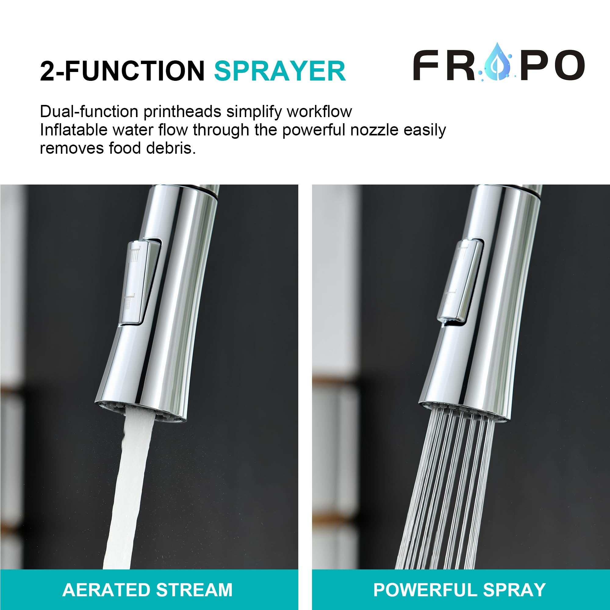 Fropo Kitchen Faucet With Pull Down Sprayer, Polished Chrome Kitchen Sink Faucet 1 Or 3 Hole, High Arc Single Handle Spot Resist Stainless Steel Kitchen Faucets For Farmhouse Camper Laundry Rv Bar