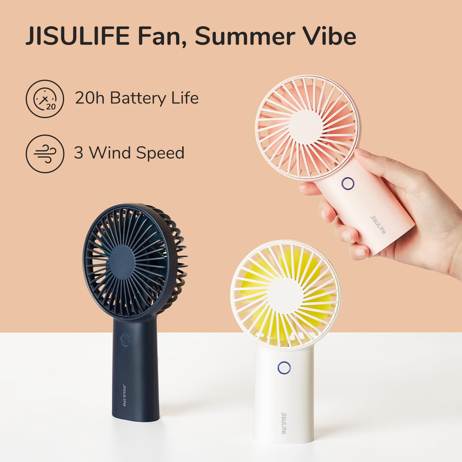 Jisulife Handheld Fan With 30 Hours Of Cooling, 6000Mah Battery, Usb Rechargeable Portable Fan