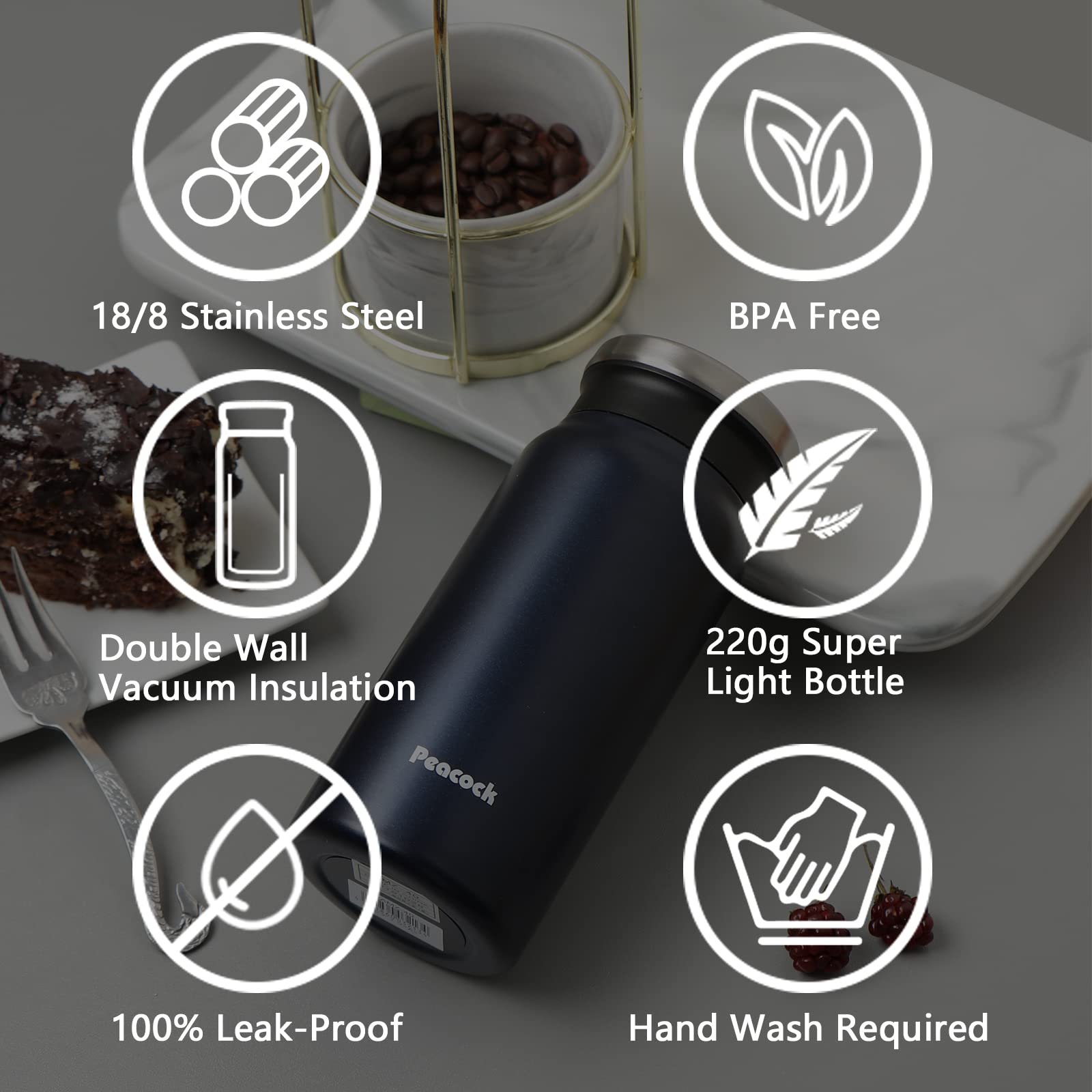 Portable 14Oz Coffee Thermos Travel Coffee Tumbler Stainless Steel Insulated Vacuum Bottle