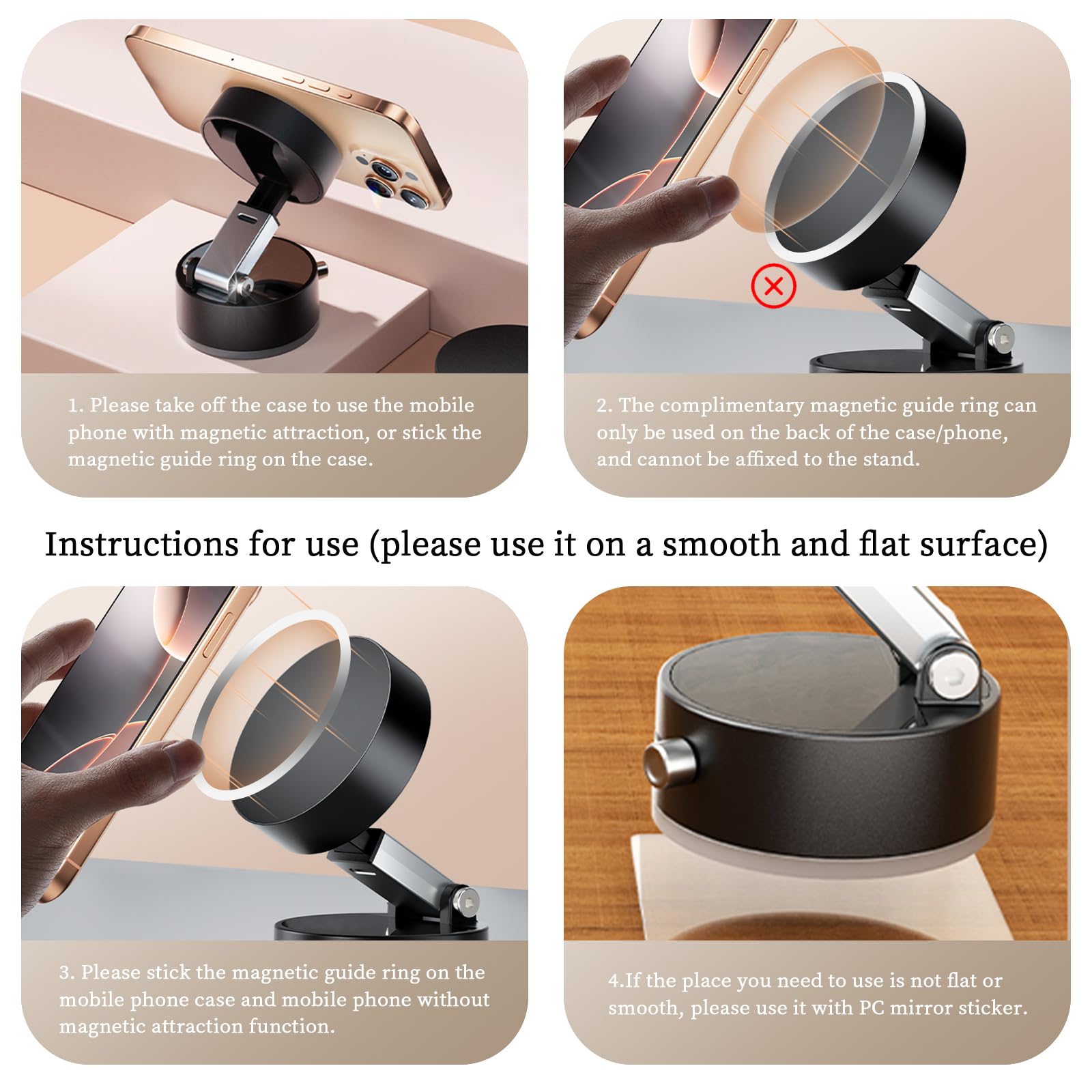 venper Vacuum Magnetic Phone Holder Updated Suction Cup Phone Mount Foldable Multi-Scenario Application 360° Adjustable Magnetic Phone Holder For Gym/Kitchen/Bathroom/Car/Desktop(Black)