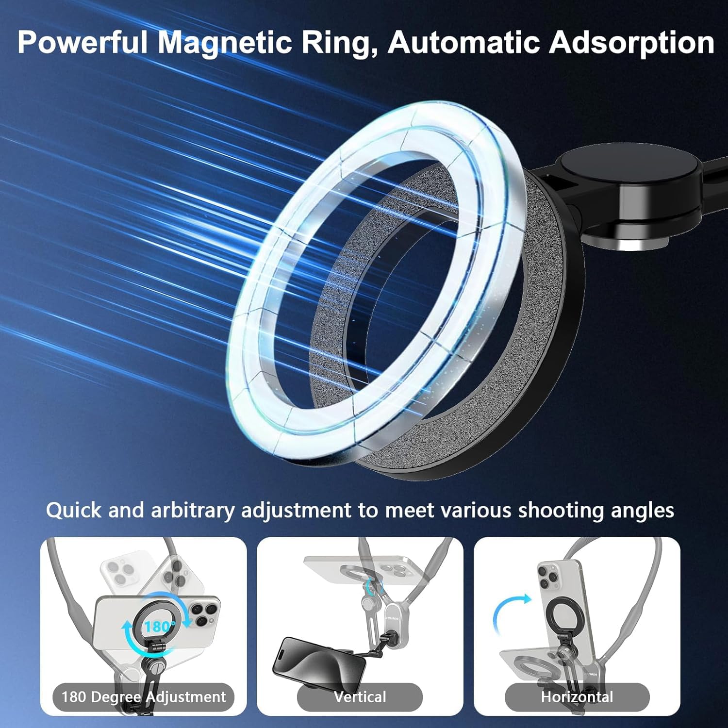 Folibor Magnetic Phone Holder, 4 In 1 Neck Mount For Phones & Action Camera, Hand  Cell Phone Holder For Recording Pov/Vlog Video Selfie, Neck Tripod For Iphone, Gopro, Android Phones Grey