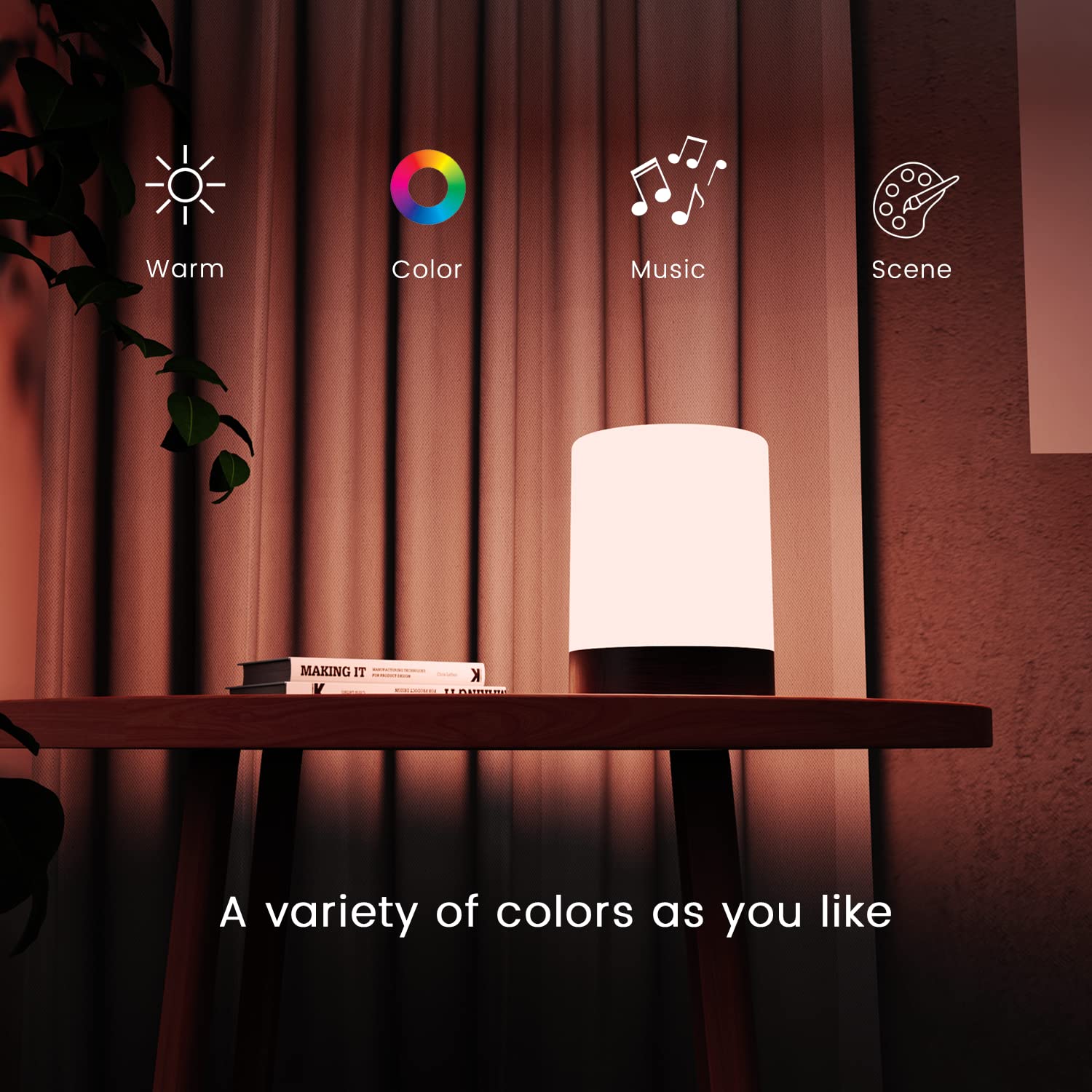 Elecstars Touch Bedside Lamp - With Bluetooth Speaker, Dimmable Color Night Light, Outdoor Table Lamp With Smart Touch Control, Best For Men Women Teens Kids Children Sleeping Aid(Rose Gold)