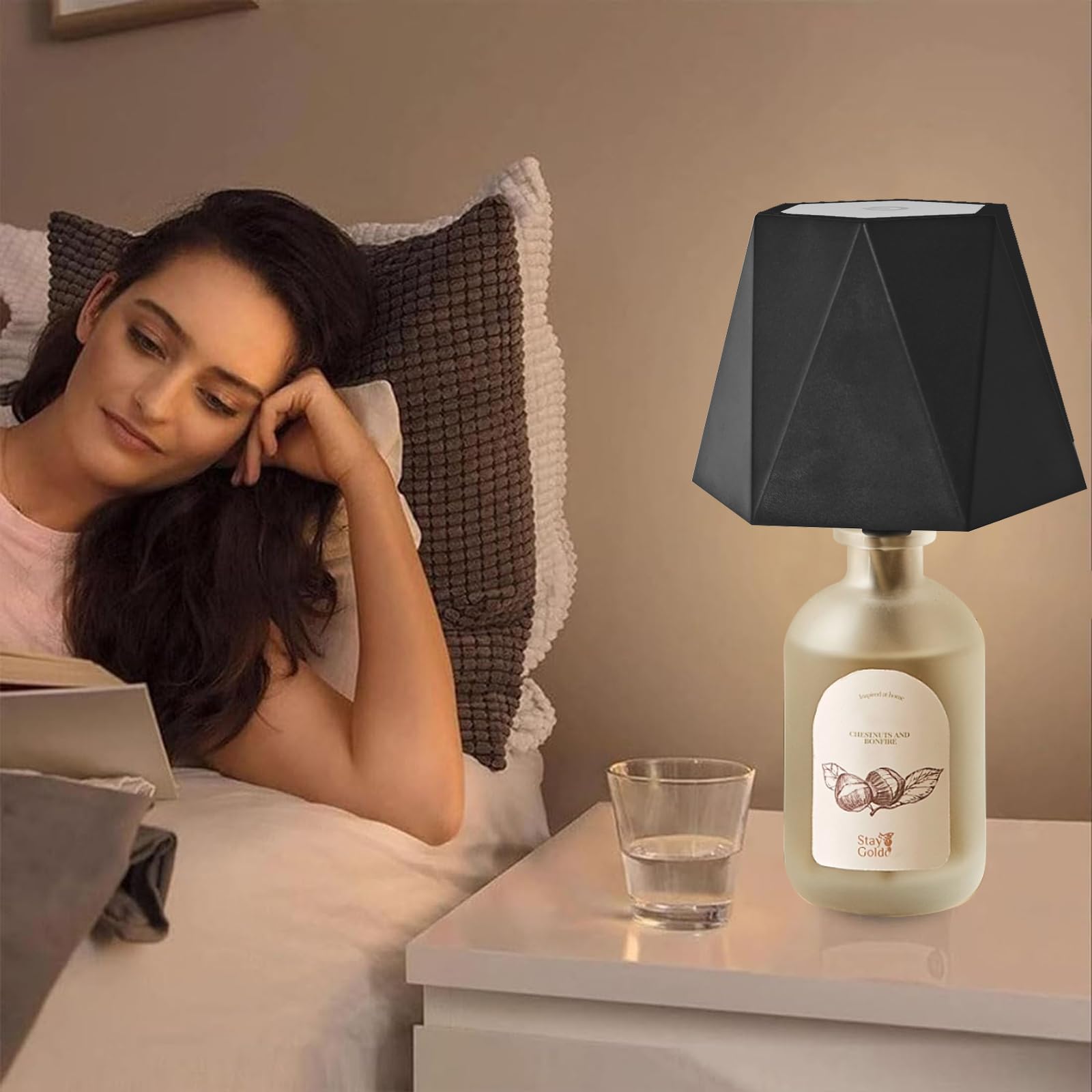 Jkeyes 2Pcs Black Wireless Liquor Wine Bottle Lamp Touch Dimmable 3 Color Stepless Bottle Light 5000Mah Battery Powered Lamp, Rechargeable Led Desk Lamp Shades For Bedroom, Restaurant & Bar