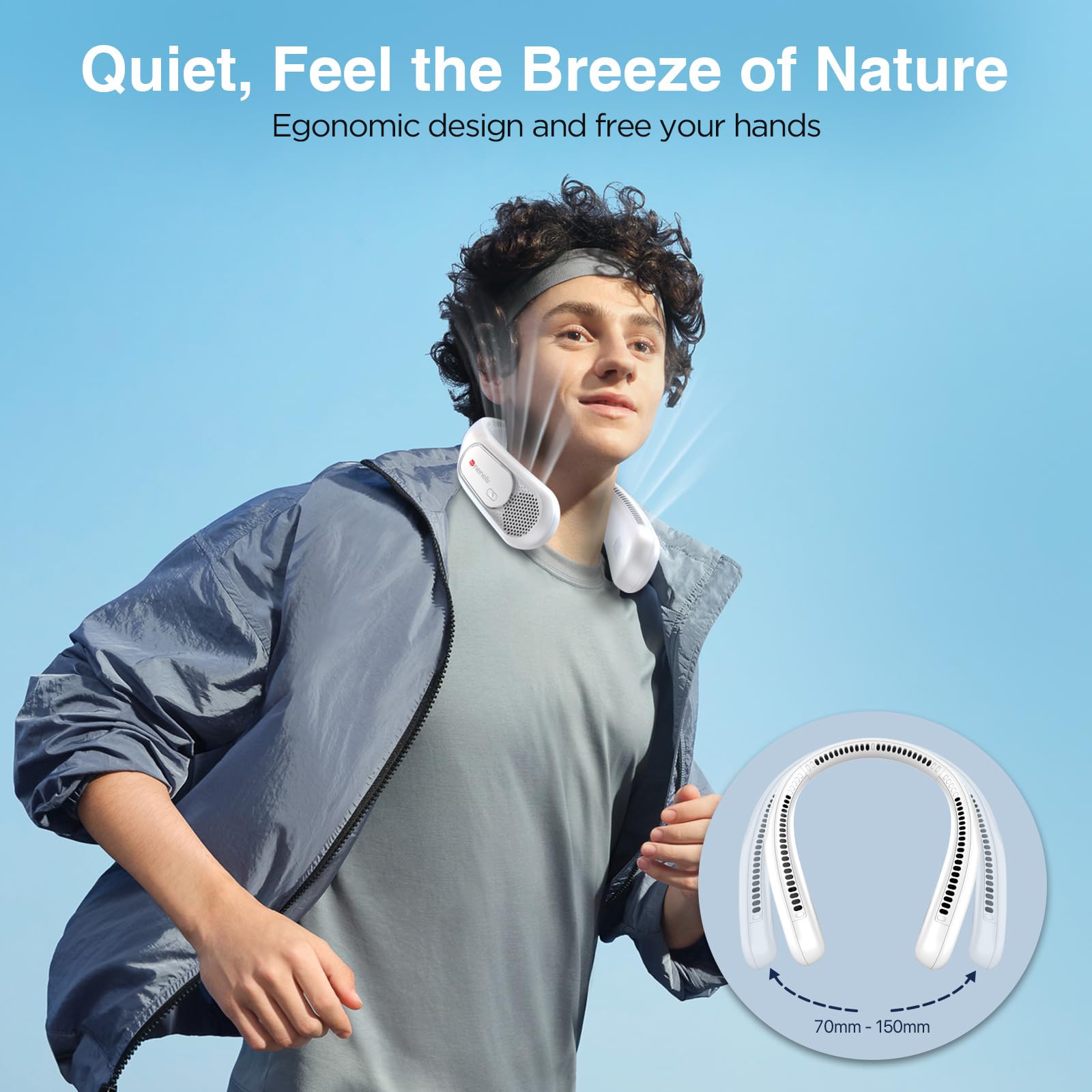Neck Fan, Hands Free Bladeless Neck Fans Portable Rechargeable, 6000 Mah Battery Operated Wearable