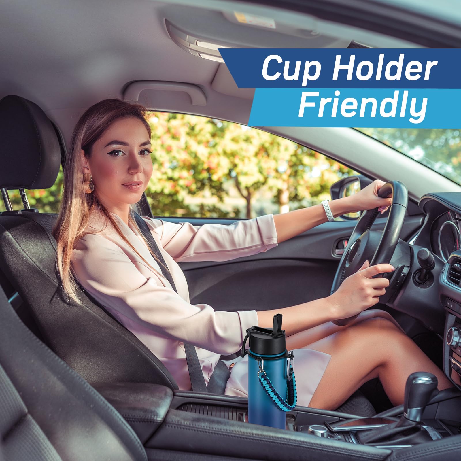 Kxiaochen Insulated Water Bottle, Stainless Steel Water Bottle, 2 Lids (Straw And Handle Lid)