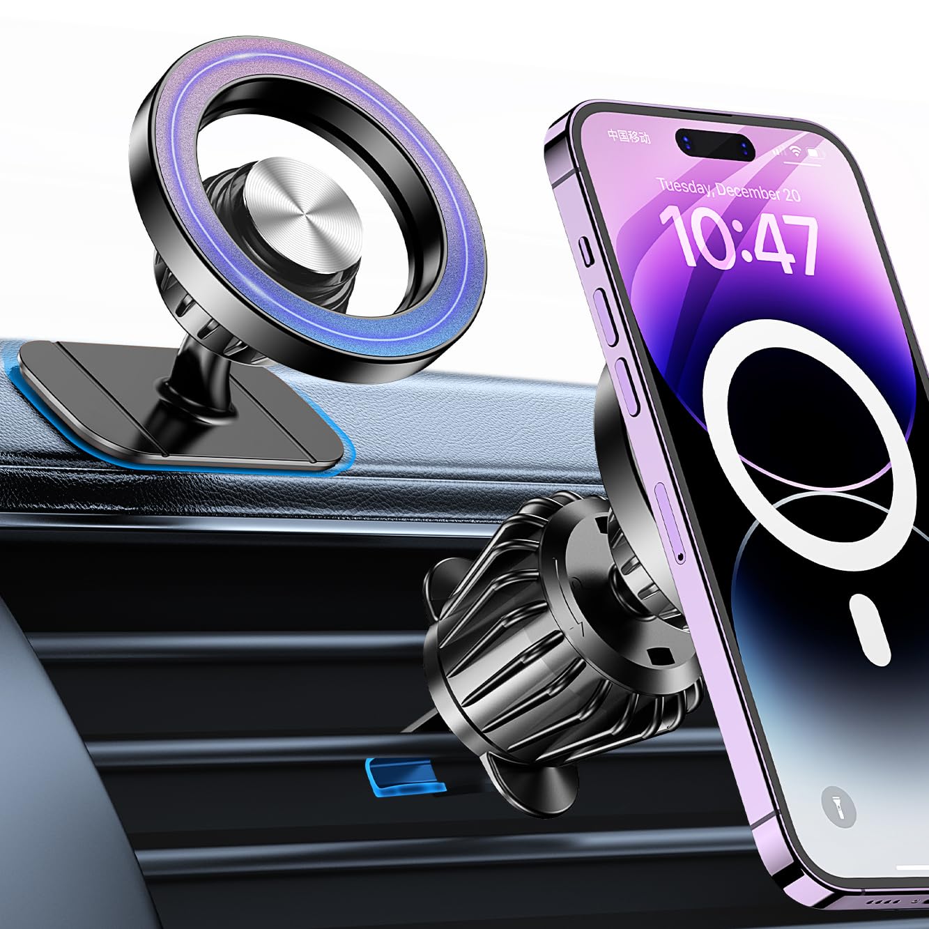 Kaistyle For Magsafe Car Mount【20 Strong Magnets】Magnetic Phone Holder For Car Phone Holder Mount Dash【360°】Cell Phone Holders For Your Car Accessories For Women Men Iphone 16 Pro Max 15 14 13 12 Plus